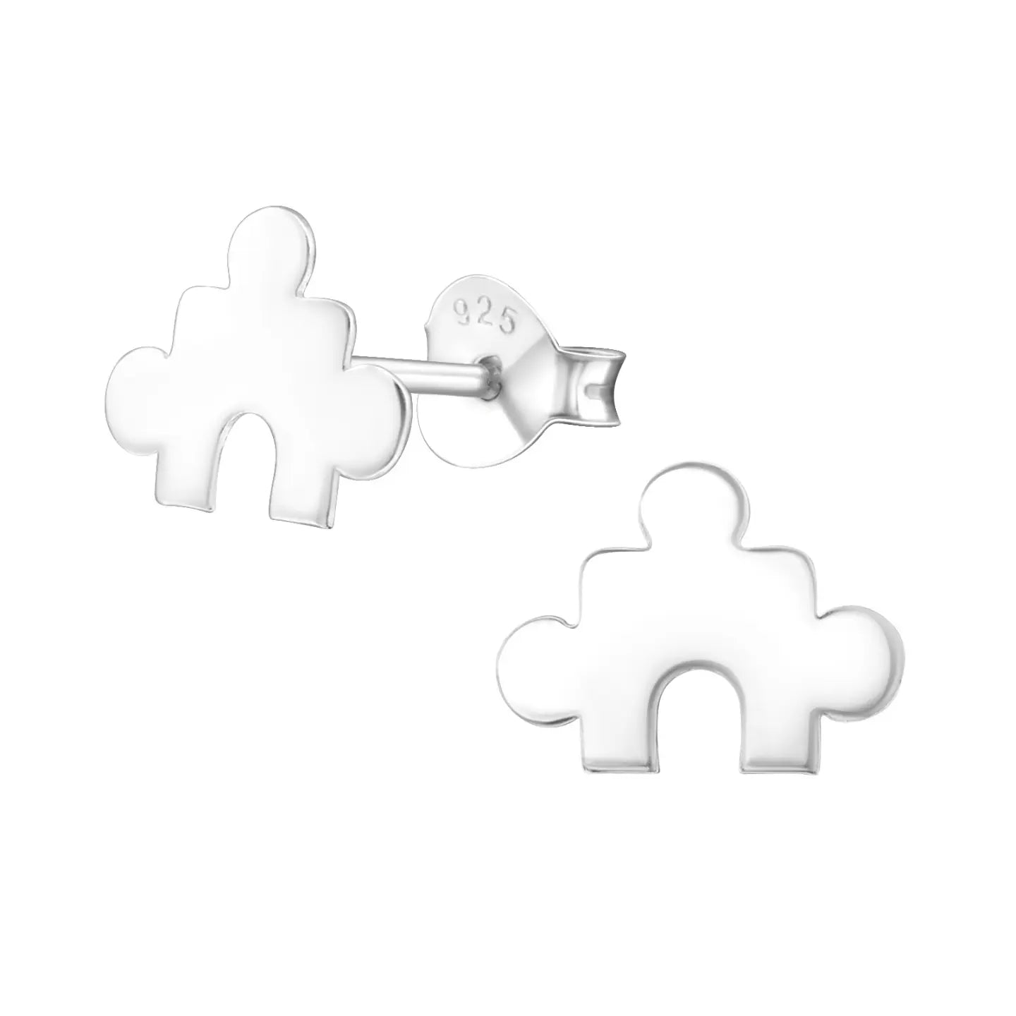 Zilveren Puzzelstuk Oorstuds - 10x7mm