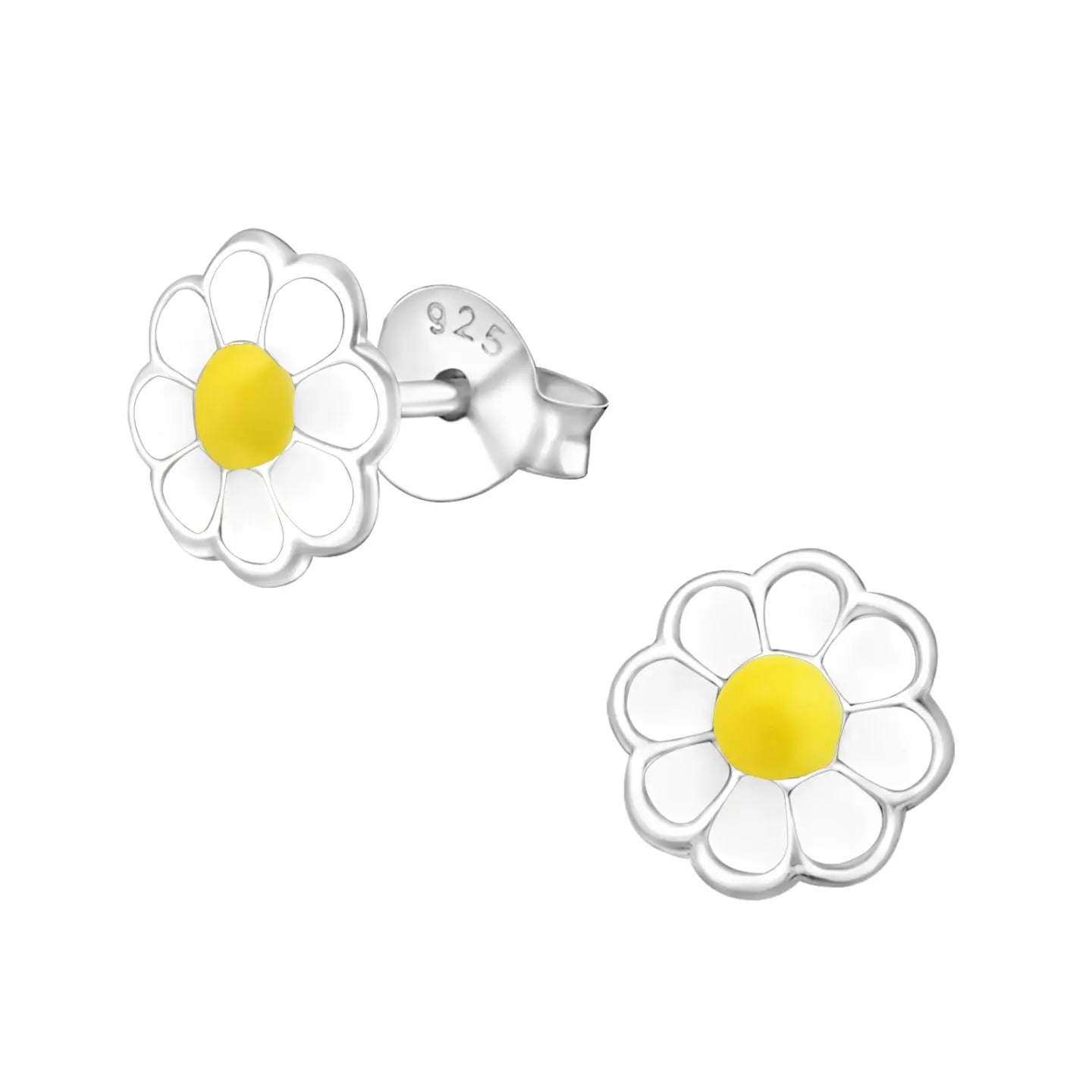 Zilveren Oorbellen Bloem emaille