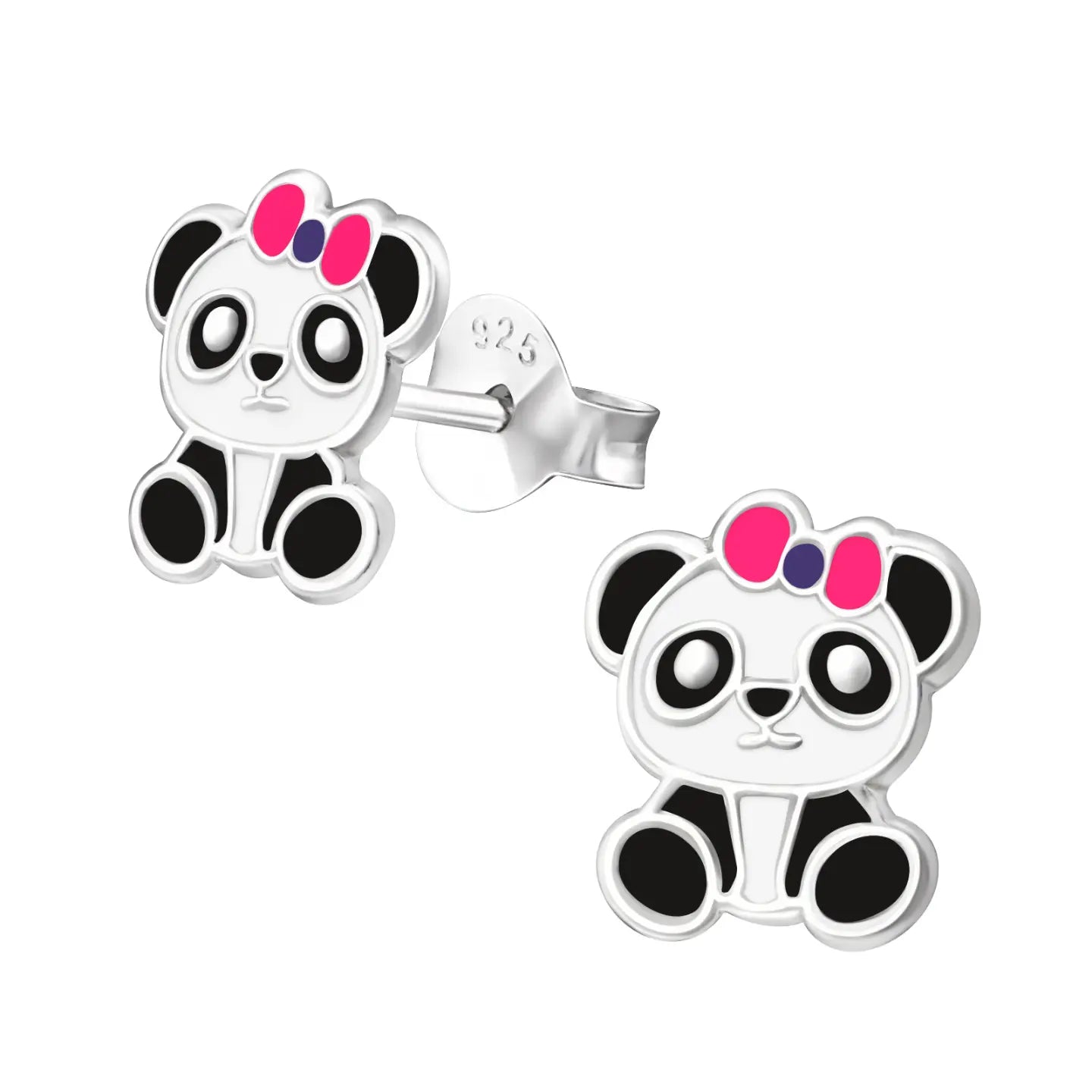 Zilveren Panda Oorbellen