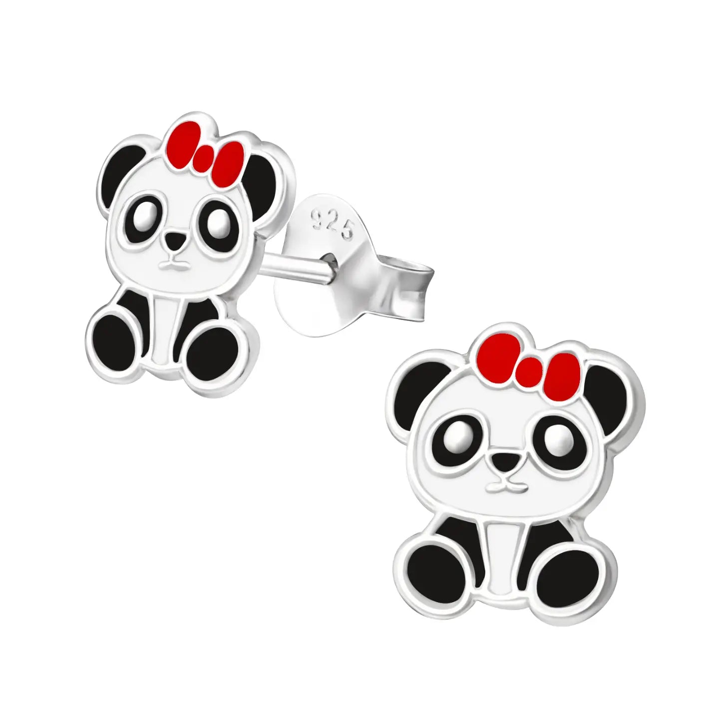 Zilveren Panda Oorbellen