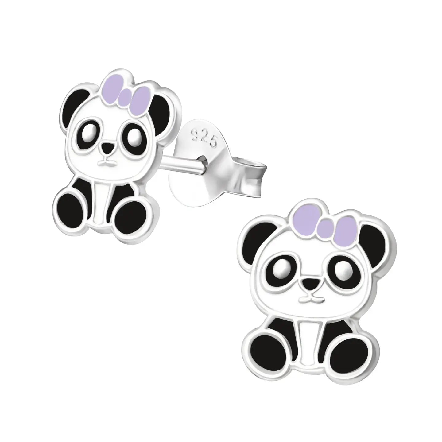 Zilveren Panda Oorbellen