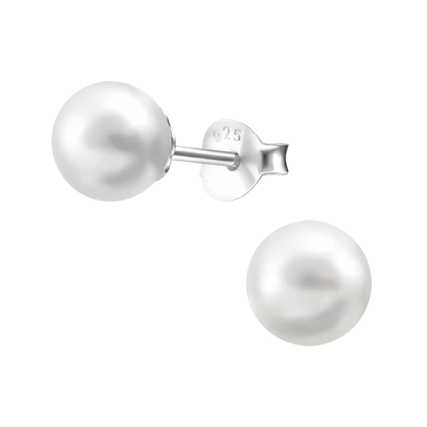 Zilveren Parel Oorbellen wit