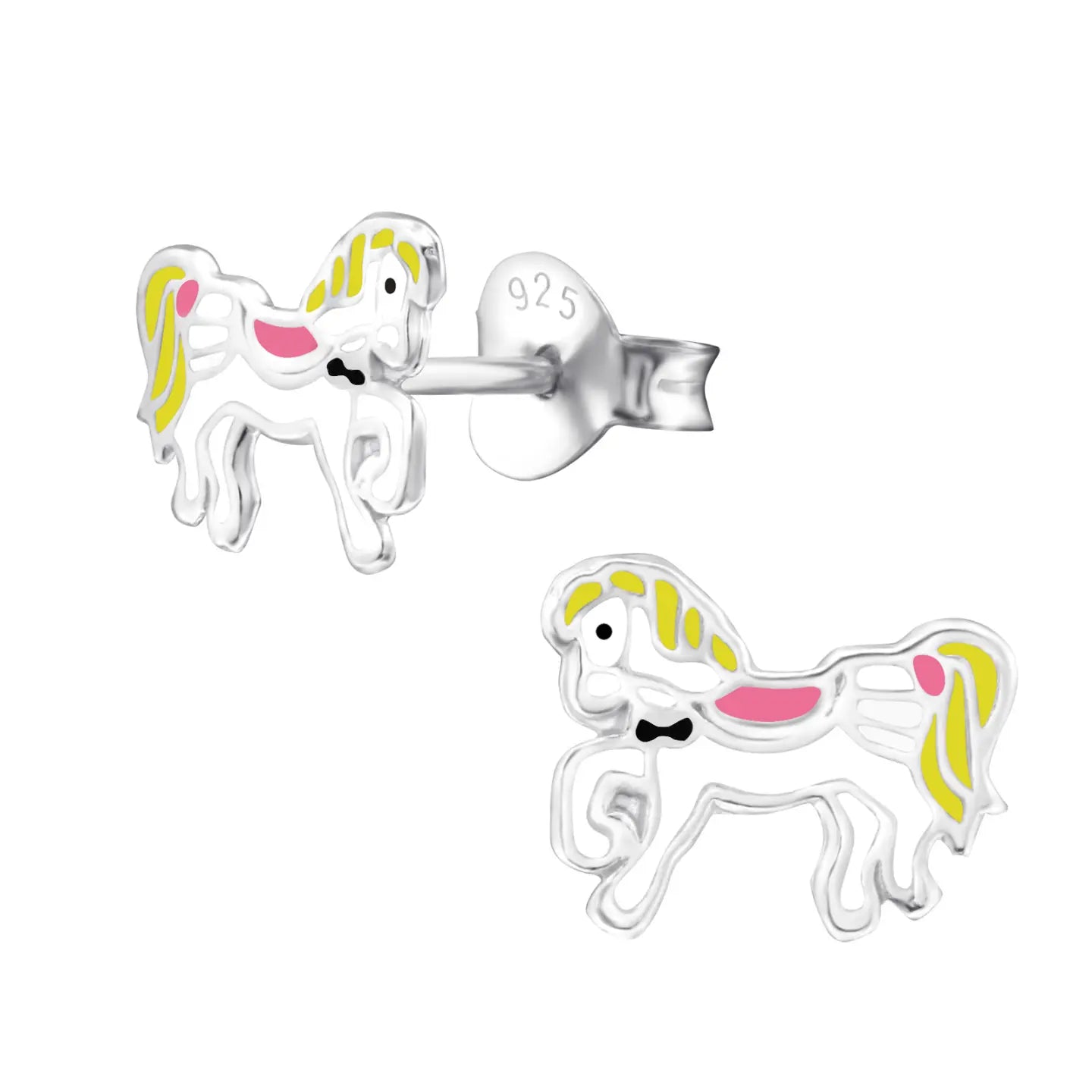 Een Paar Oorbellen Met Een Paardenmotief Erop