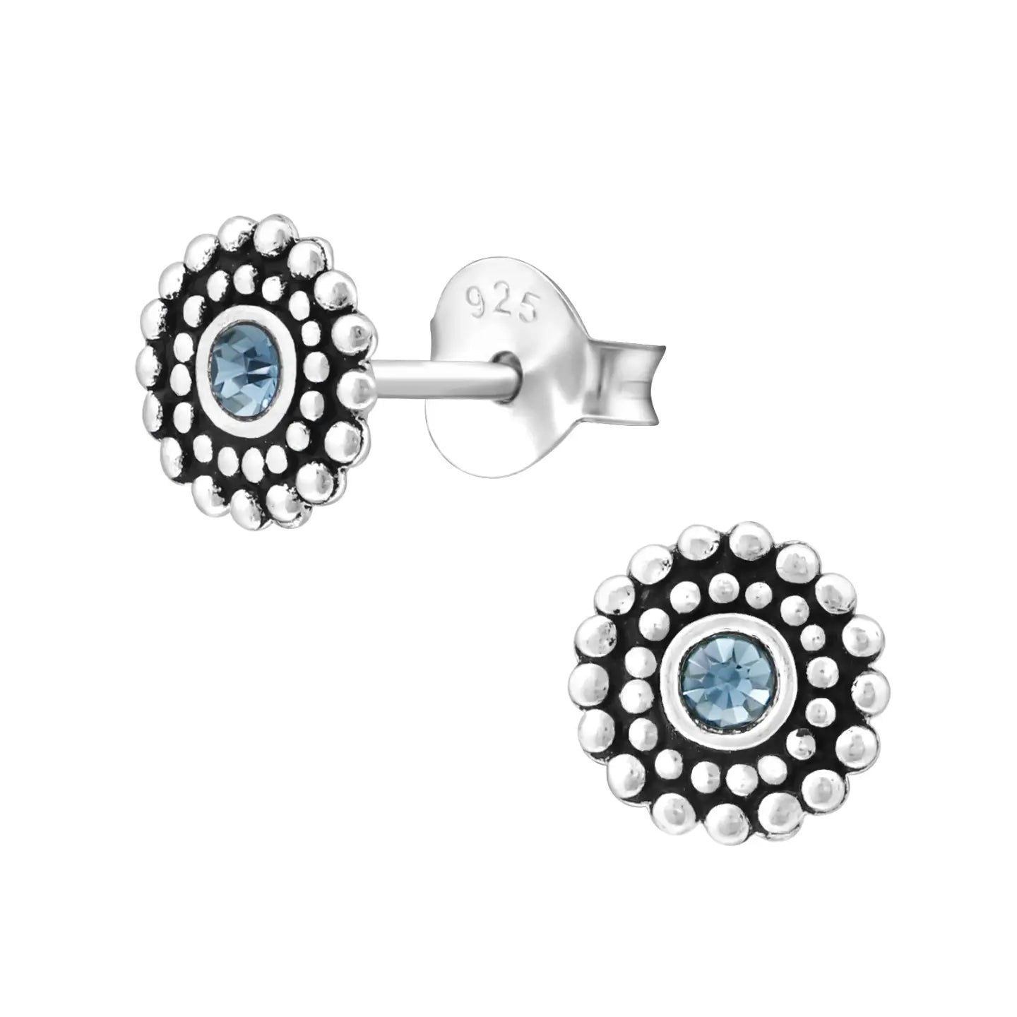 Bali Oorbellen Licht Blauw Kristal | 925 Zilver