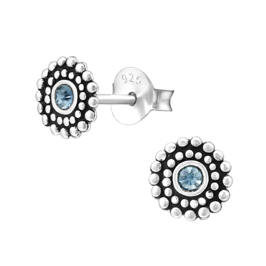 Bali Oorbellen Licht Blauw Kristal | 925 Zilver