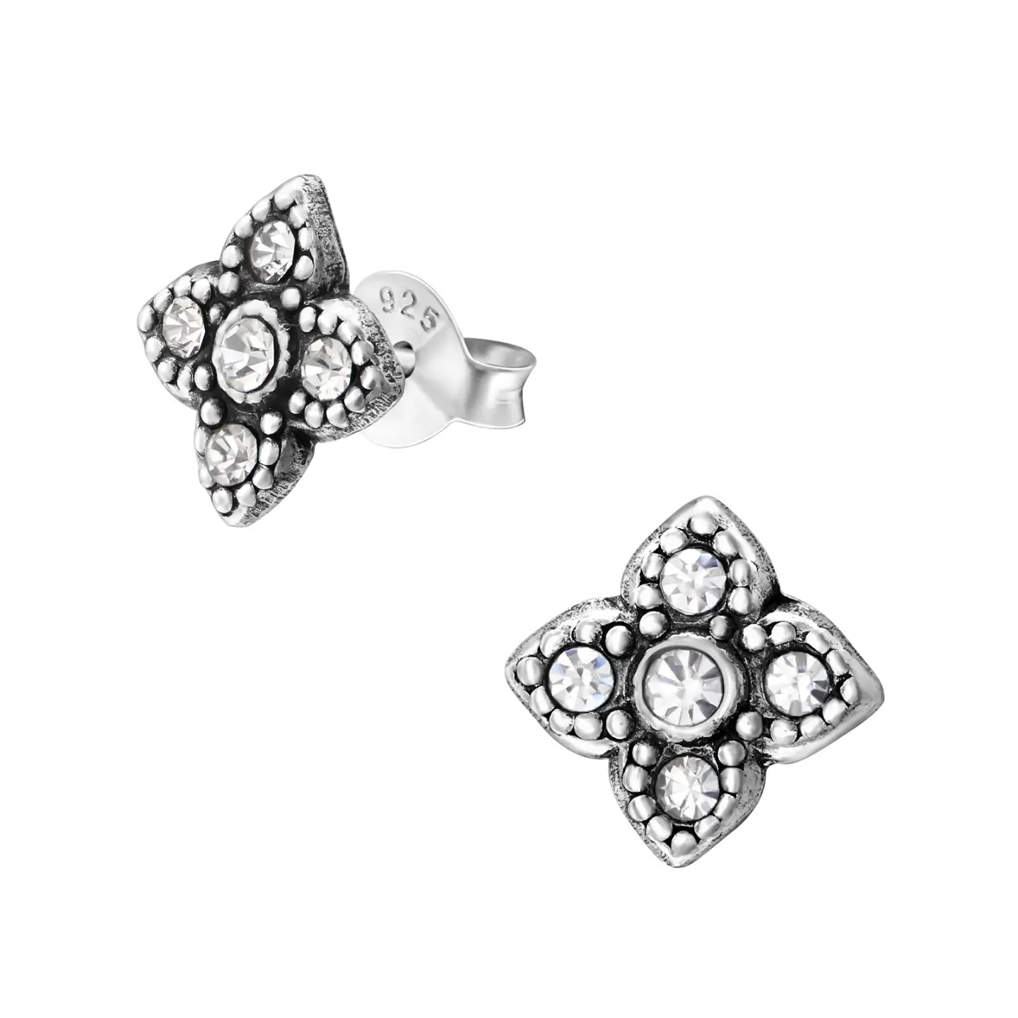 Elegante Bloem Oorbellen zilver