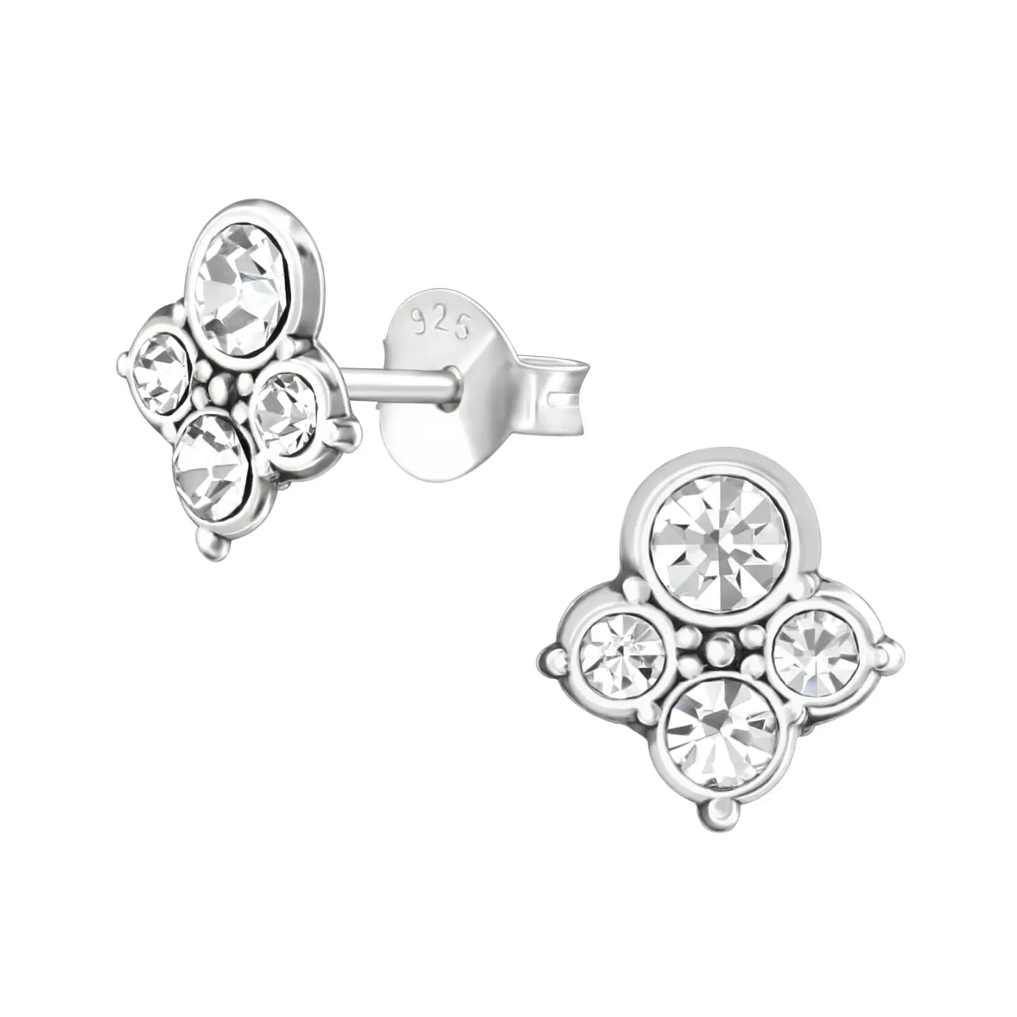 oor2031-37018-Oorbellen 4 Stenen-925 Zilver-kristal-transparant-8mm-Aramat Jewels