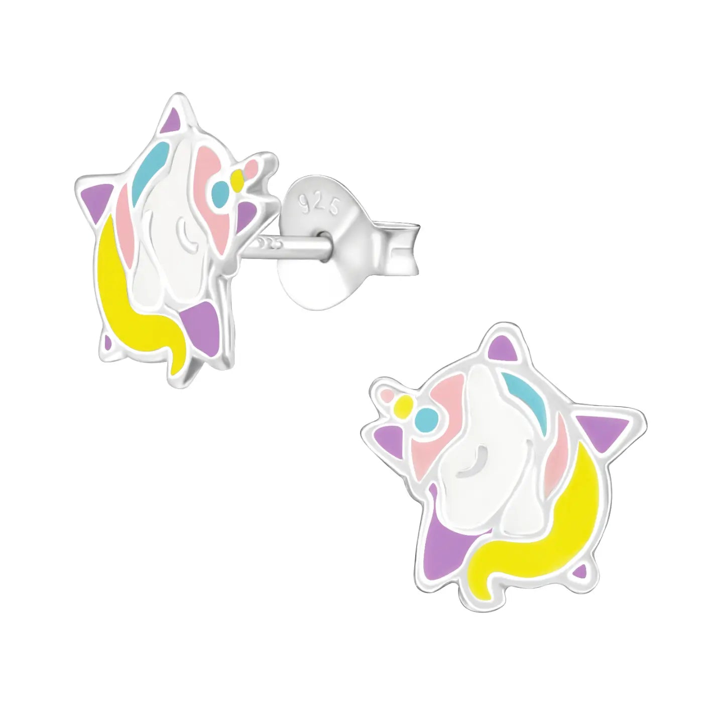 Zilveren Unicorn Oorbellen - Wit & Paars Kristal Cadeau