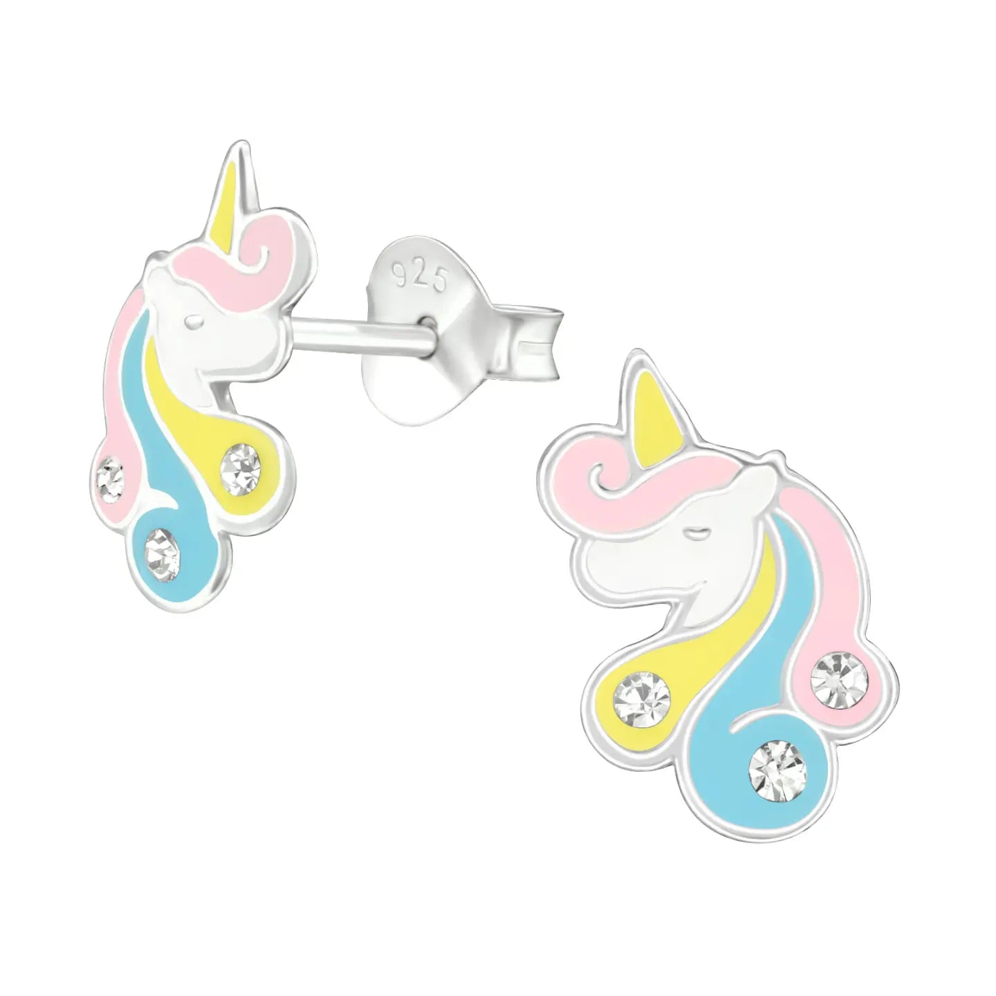 Zilveren Unicorn Oorbellen - Wit & Paars Kristal Cadeau