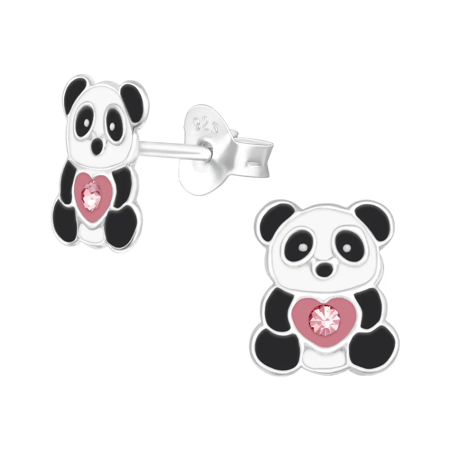 Zilveren Panda Oorbellen