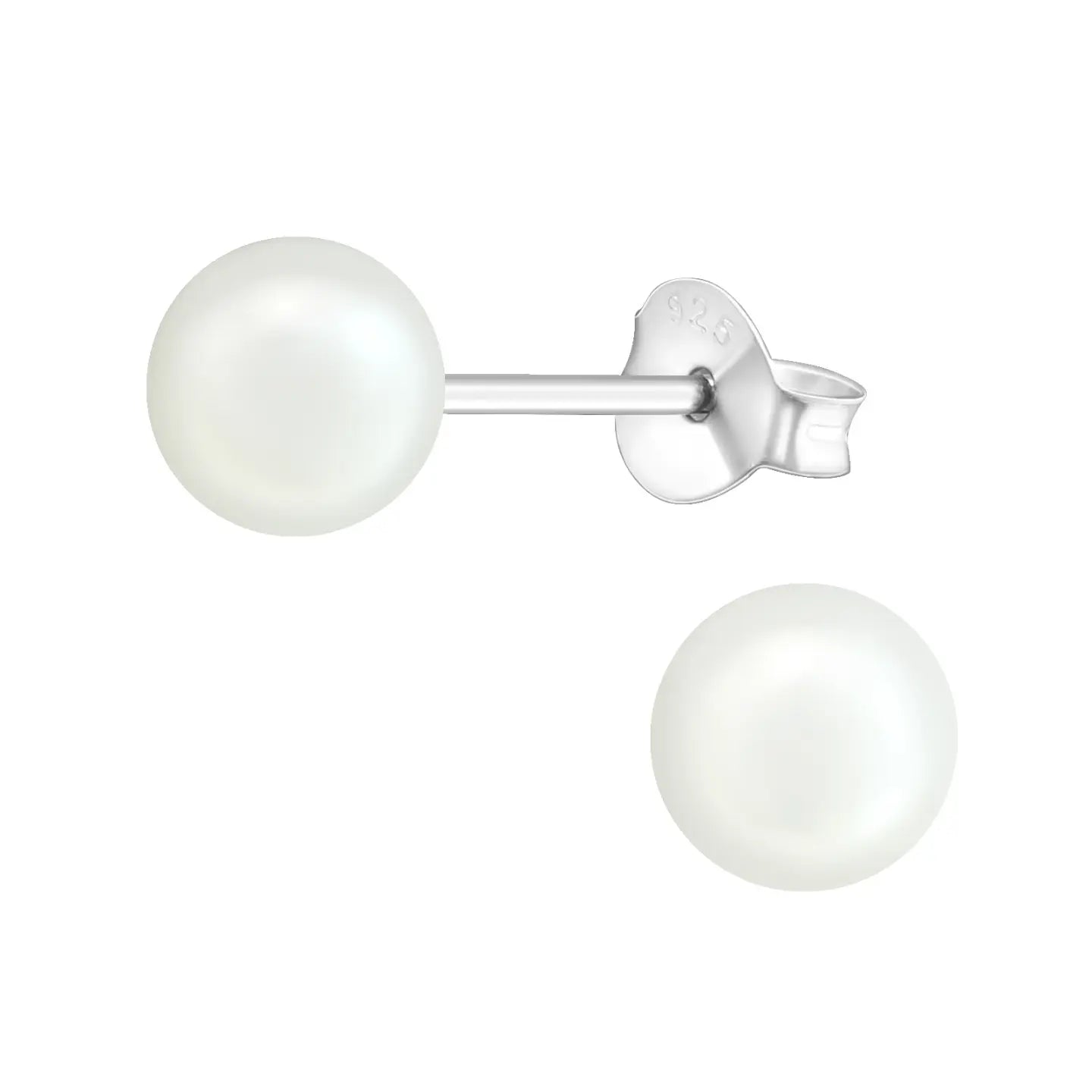 Parel oorbellen 925 zilver – 6mm wit