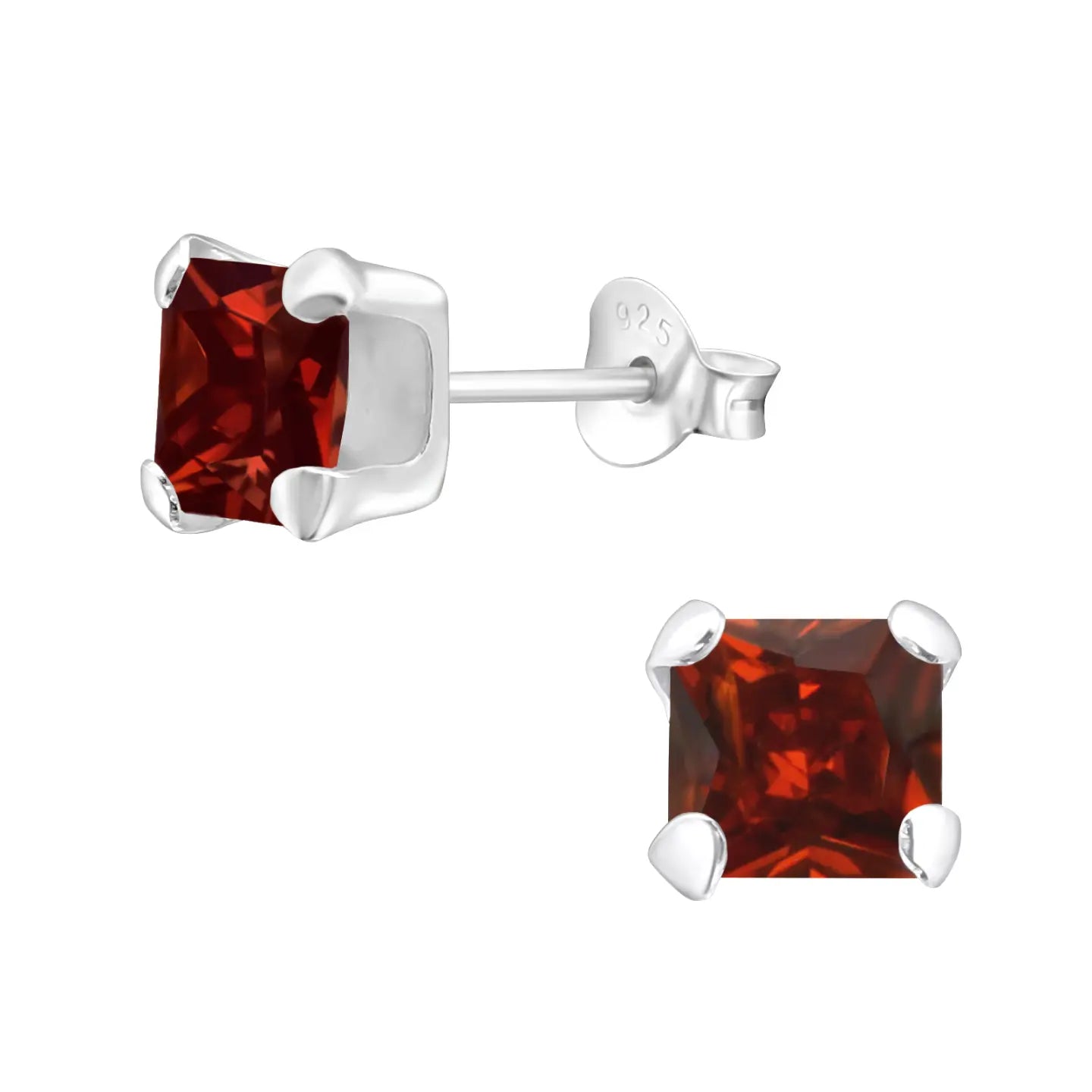 Zilveren Vierkante Zirkonia Oorbellen - 6mm