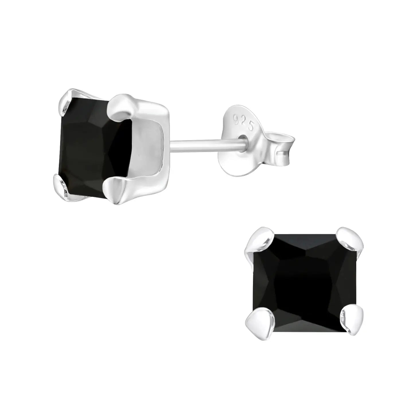 Zilveren Vierkante Zirkonia Oorbellen - 6mm