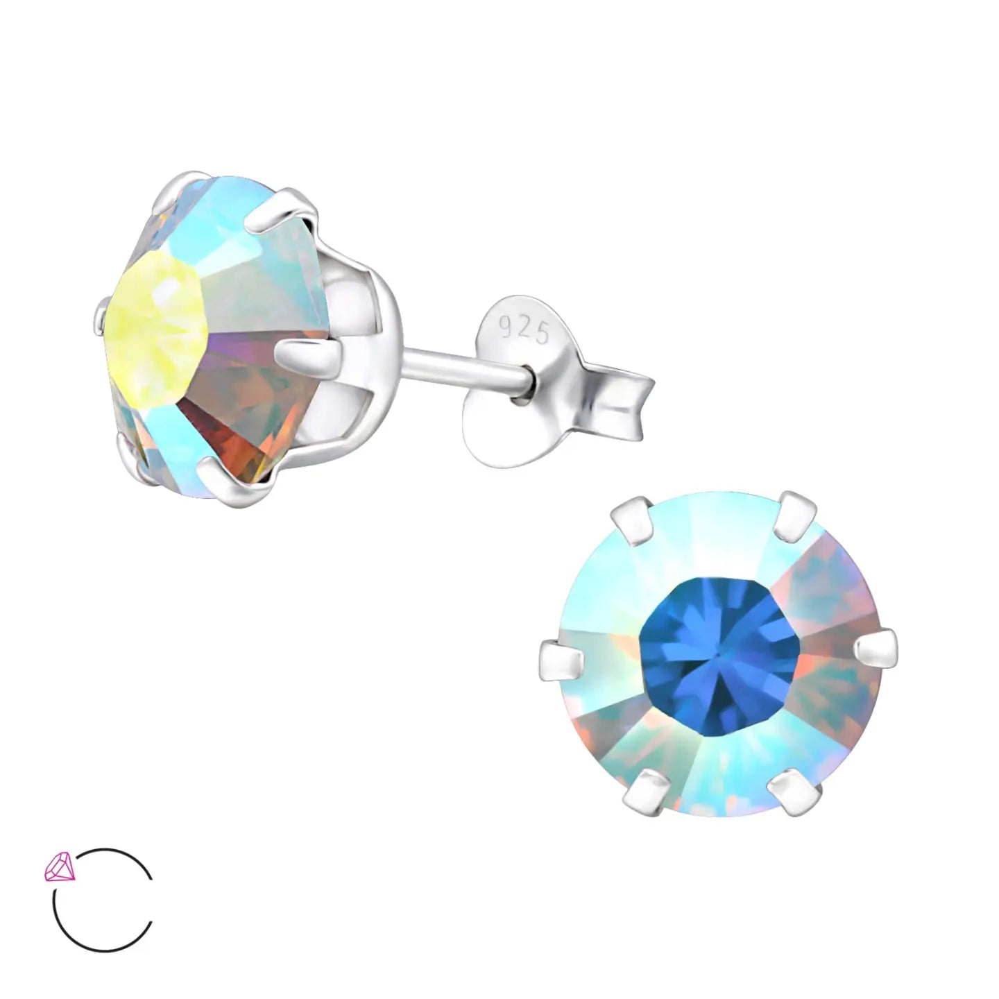 oor732-29475-Zilveren Oorbellen 8mm Kristal-Aramat Jewels