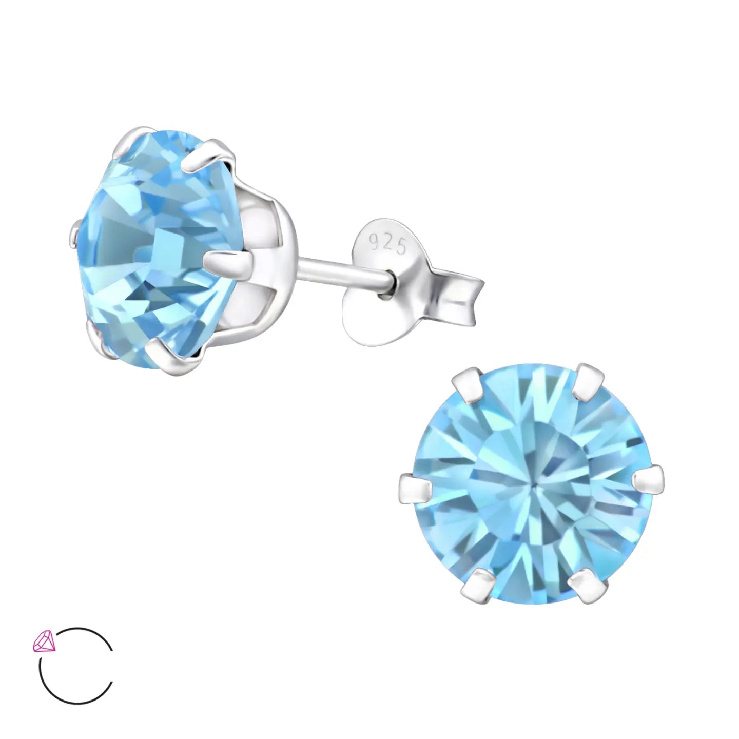 -Zilveren Oorbellen 8mm Kristal-Aramat Jewels