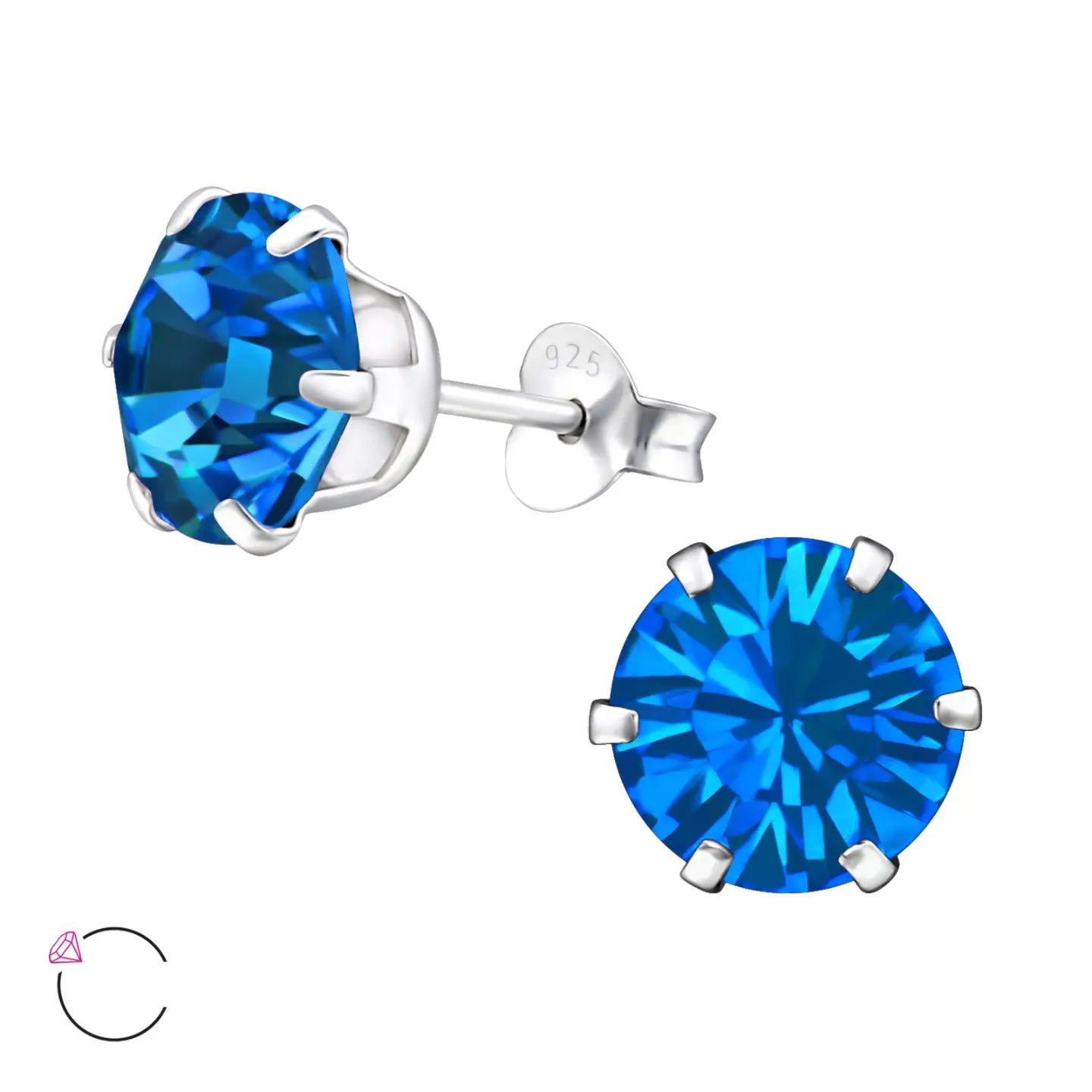 -Zilveren Oorbellen 8mm Kristal-Aramat Jewels