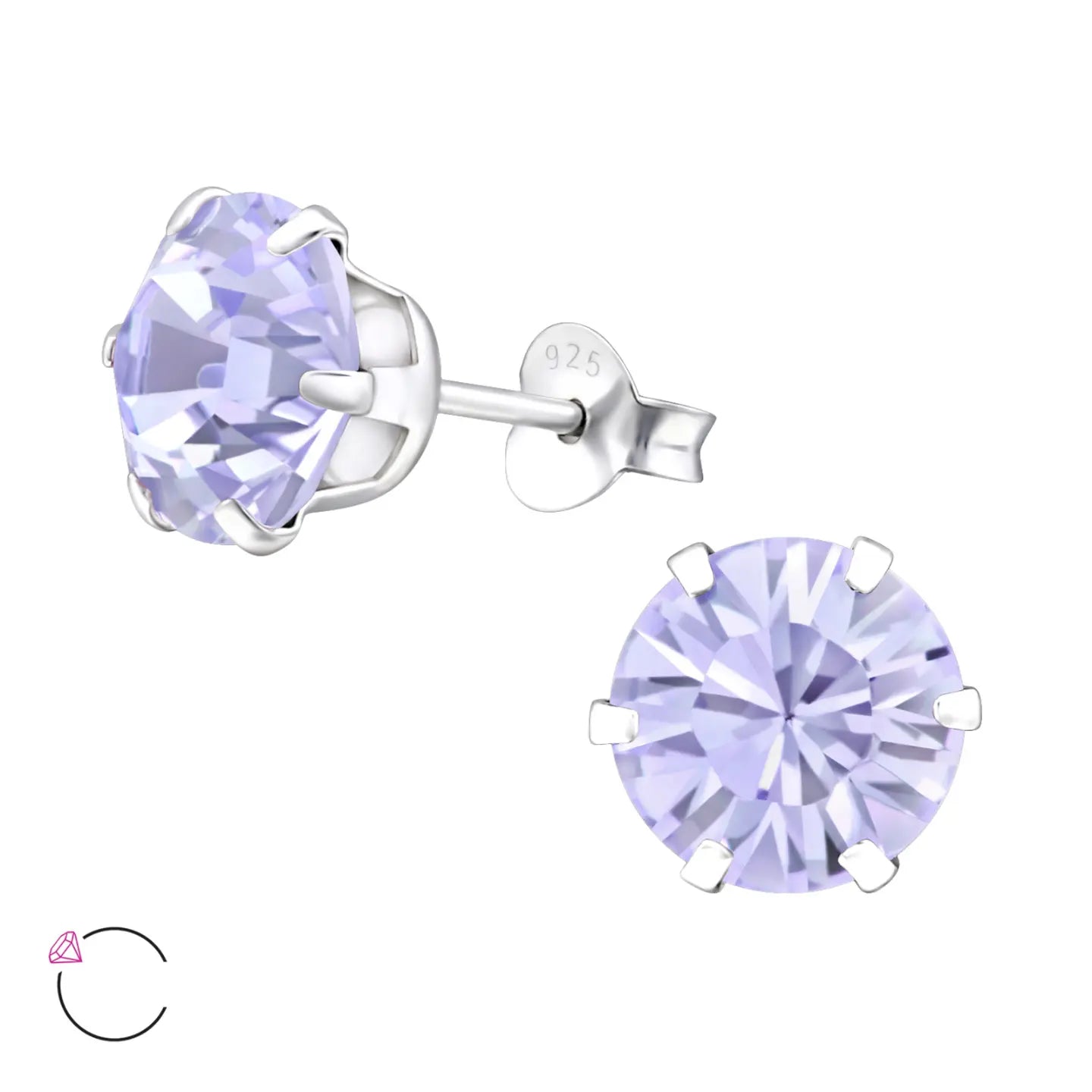 -Zilveren Oorbellen 8mm Kristal-Aramat Jewels