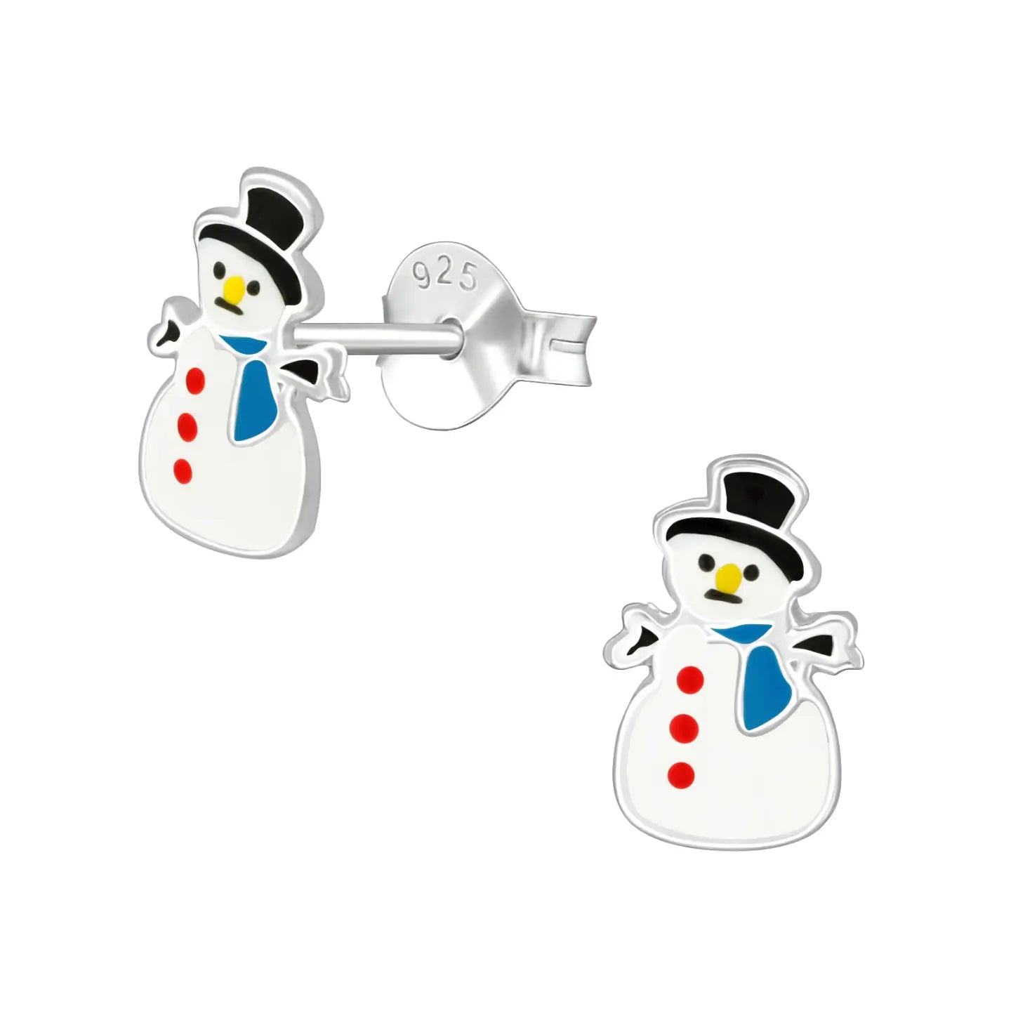 Zilveren Kerst Oorbellen Sneeuwpop - 9mm
