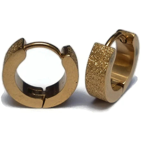 Stalen Oorringen 14mm Goudkleur Sandblasted-14x4mm 14mm alles bol chirurgisch staal dames Geen edelsteen Geen hanger Geen_Parel goudkleurig heren Meerdere Varianten oorbellen Oorringen oorringetjes PVD sandblasted Soort sieraad_Oorringen Staal uniseks Volwassenen zirkonia zonder hanger Zonder_hanger zweerknopjes