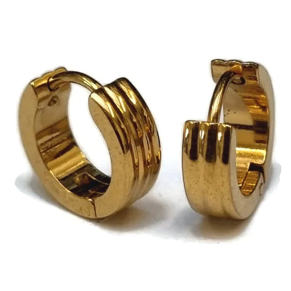 Stalen Oorringen 14mm Goudkleur Strepen-14x4mm 14mm alles bol chirurgisch staal dames Geen edelsteen Geen hanger Geen_Parel goudkleurig heren Meerdere Varianten oorbellen Oorringen oorringetjes PVD sandblasted Soort sieraad_Oorringen Staal uniseks Volwassenen zirkonia zonder hanger Zonder_hanger zweerknopjes