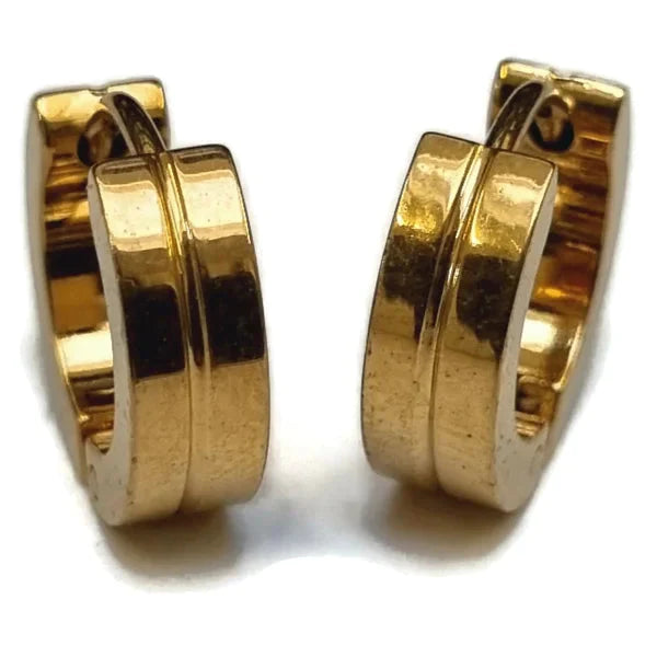 Stalen Oorringen 14mm Goudkleur Streep-14x4mm 14mm alles bol chirurgisch staal dames Geen edelsteen Geen hanger Geen_Parel goudkleurig heren Meerdere Varianten oorbellen Oorringen oorringetjes PVD sandblasted Soort sieraad_Oorringen Staal uniseks Volwassenen zirkonia zonder hanger Zonder_hanger zweerknopjes