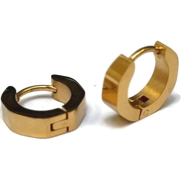 Stalen Oorringen 14mm Goudkleur Zeshoekig-14x4mm 14mm alles bol chirurgisch staal dames Geen edelsteen Geen hanger Geen_Parel goudkleurig heren Meerdere Varianten oorbellen Oorringen oorringetjes PVD sandblasted Soort sieraad_Oorringen Staal uniseks Volwassenen zirkonia zonder hanger Zonder_hanger zweerknopjes