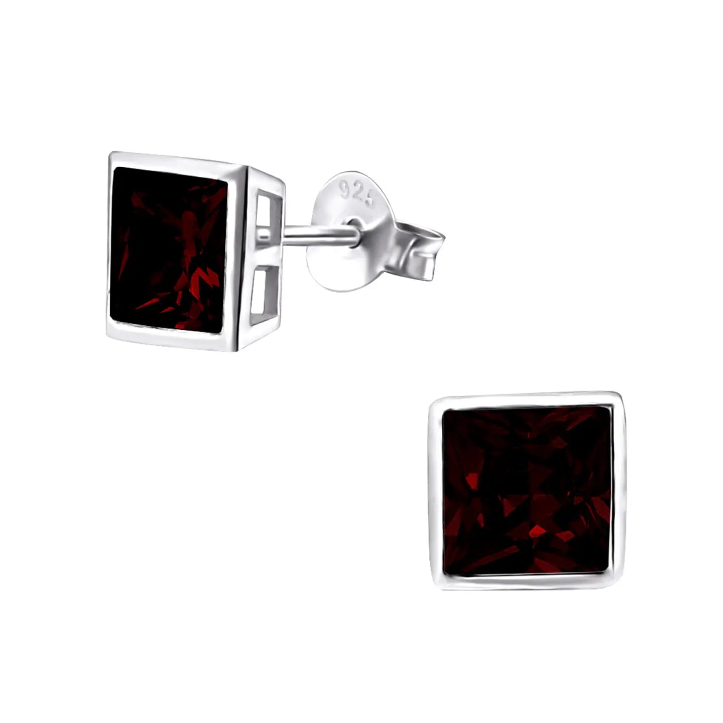 Zilveren Vierkante Oorbellen - Zirkonia 6mm