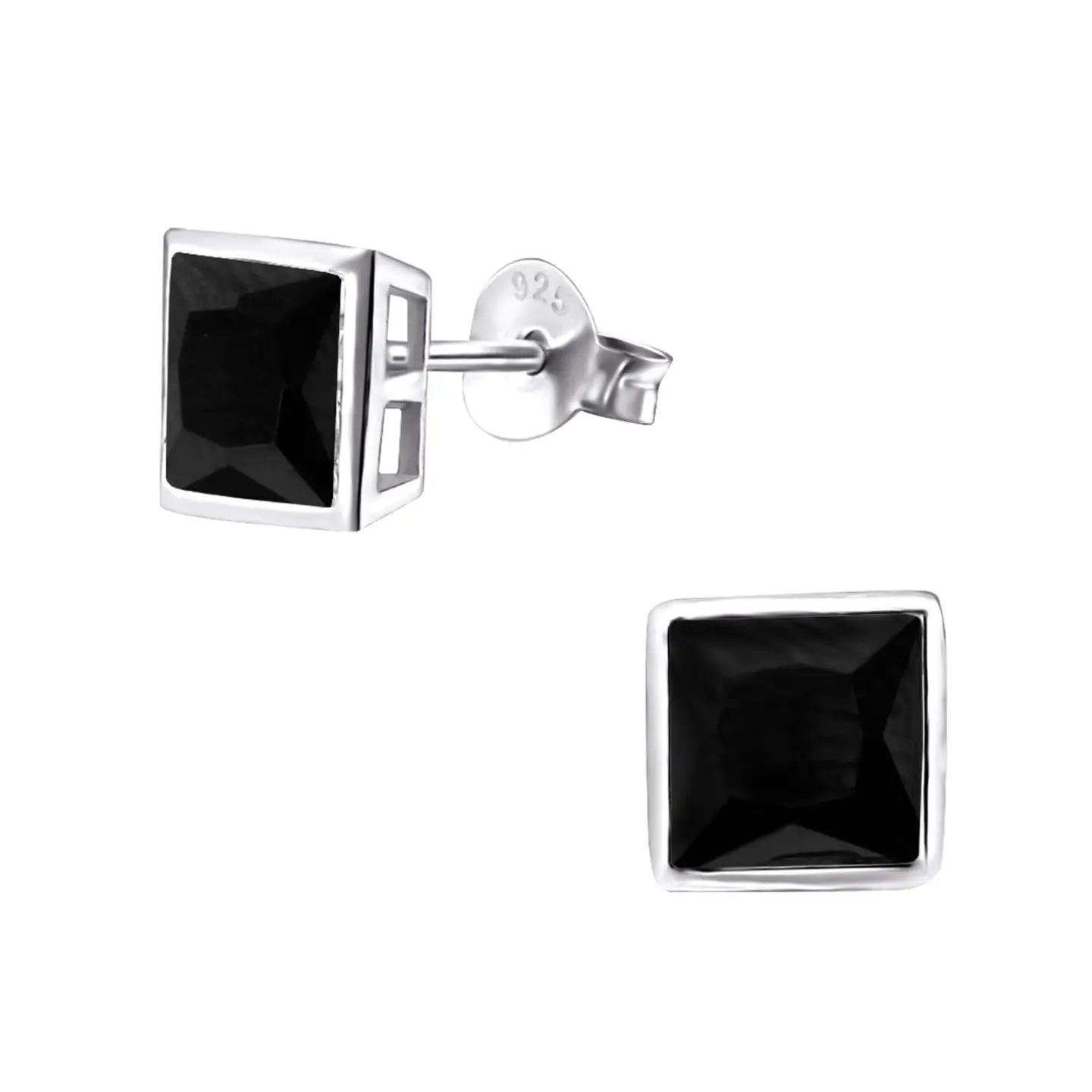 Zilveren Vierkante Oorbellen - Zirkonia 6mm