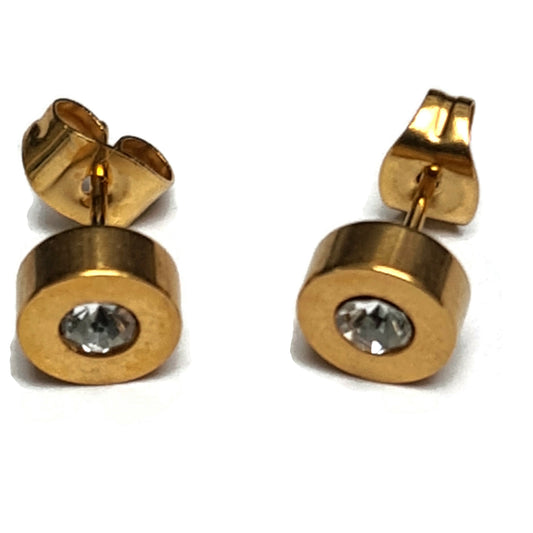 Gouden Glamoureuze Ronde Oorbellen met Zirkonia