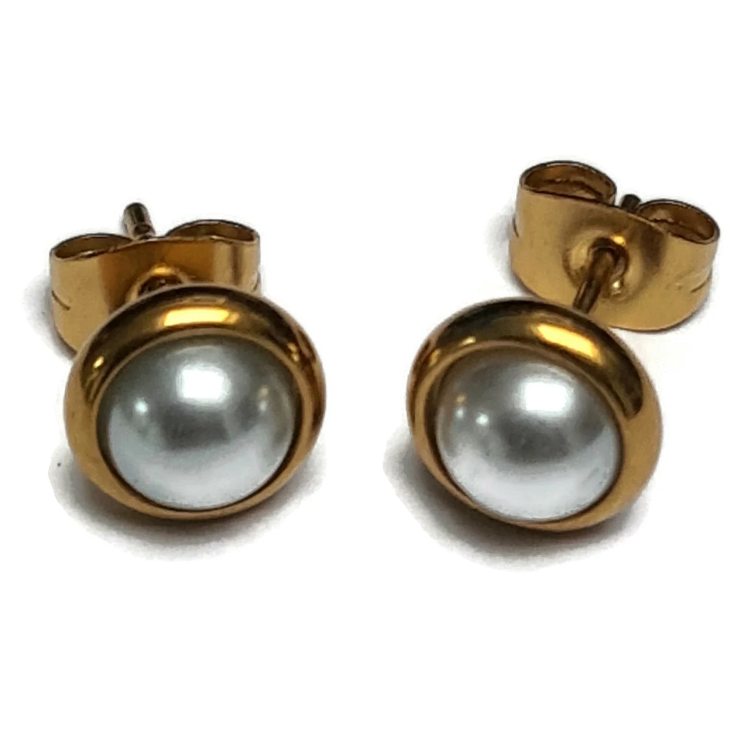Parel Oorbellen Wit Goudkleurig - 8mm