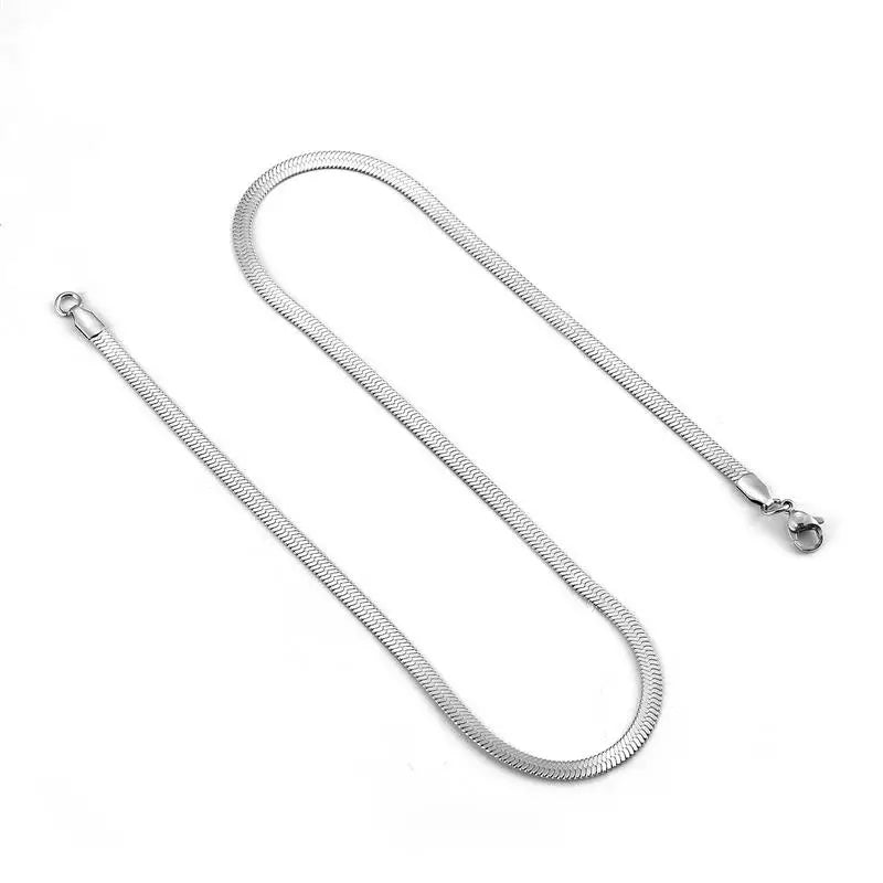 Stalen Plat Omega Ketting - Zilverkleurig - 50cm