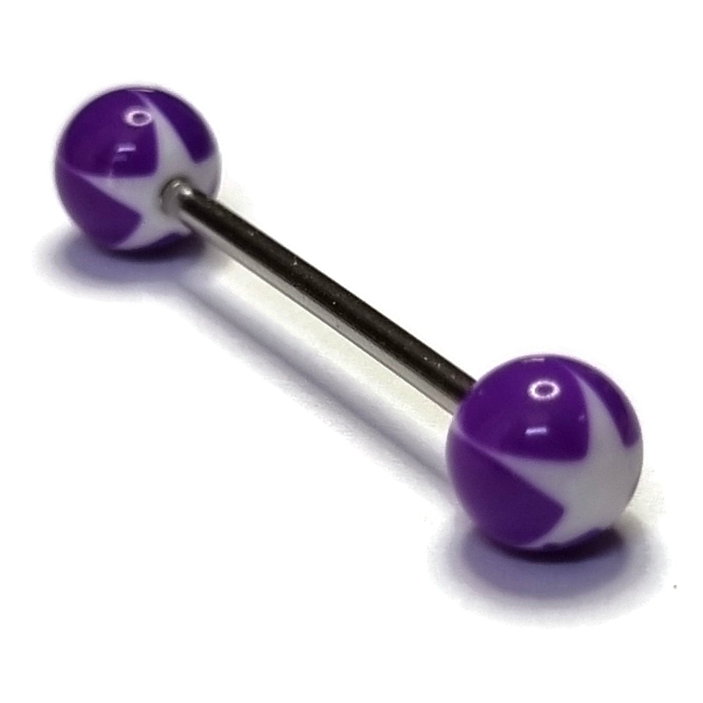 Tongpiercing Acryl Ster Wit Paars 1.6mm 16mm 8720157092353 acryl alles Aramat Jewels Barbell Chirurgisch staal dames Geen hanger heren paars piercing Piercings PVD staal ster Tong tongpiercings uniseks Volwassenen wit