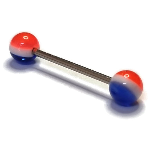 Tongpiercing Acryl Wit Blauw Roze 1.6mm 16mm 8720157009047 acryl alles Aramat Jewels Barbell blauw Chirurgisch staal dames Geen hanger heren piercing Piercings PVD roze staal Tong tong136 tongpiercings uniseks Volwassenen