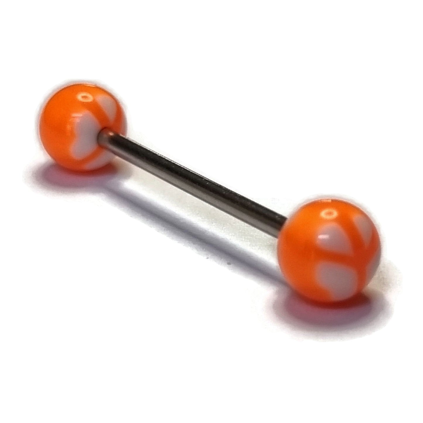 Tongpiercing Acryl Vredesteken Wit Oranje 1.6mm 16mm acryl alles Aramat Jewels Barbell Chirurgisch staal dames Geen hanger heren oranje piercing Piercings PVD staal Tong tong137 tongpiercings uniseks Volwassenen wit