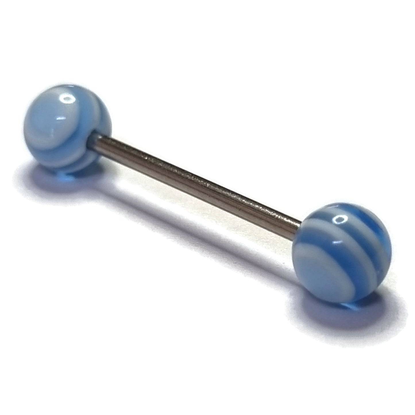 Stalen Tongpiercing Acryl Blauw Wit 1.6mm 16mm 8720157060970 acryl alles Aramat Jewels Barbell blauw Chirurgisch staal dames Geen hanger heren Licht_blauw piercing Piercings PVD Staal Tong tong141 tongpiercings Volwassenen wit