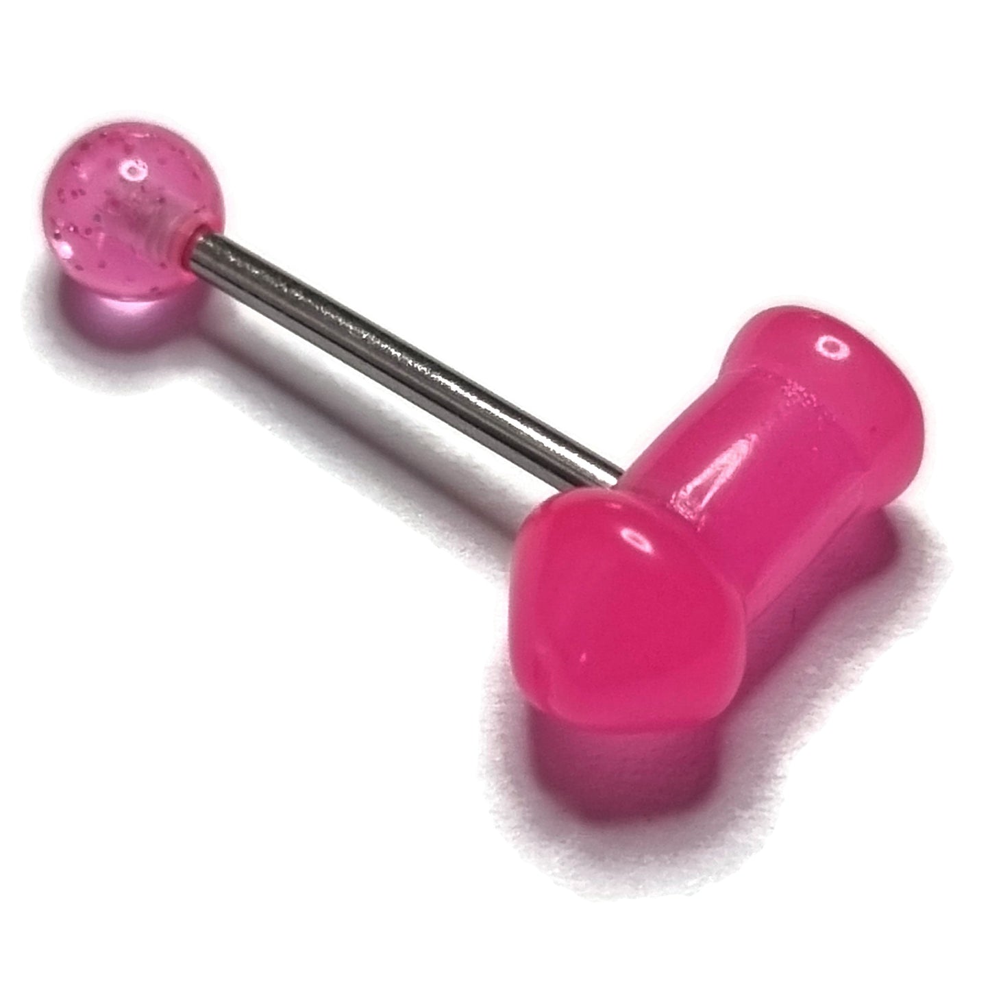 Tongpiercing Acryl Stout Roze 1.6mm 16mm 8720157009030 acryl alles Aramat Jewels Barbell Chirurgisch staal dames Geen hanger heren piercing Piercings PVD roze Staal Tong tong142 tongpiercings uniseks Volwassenen