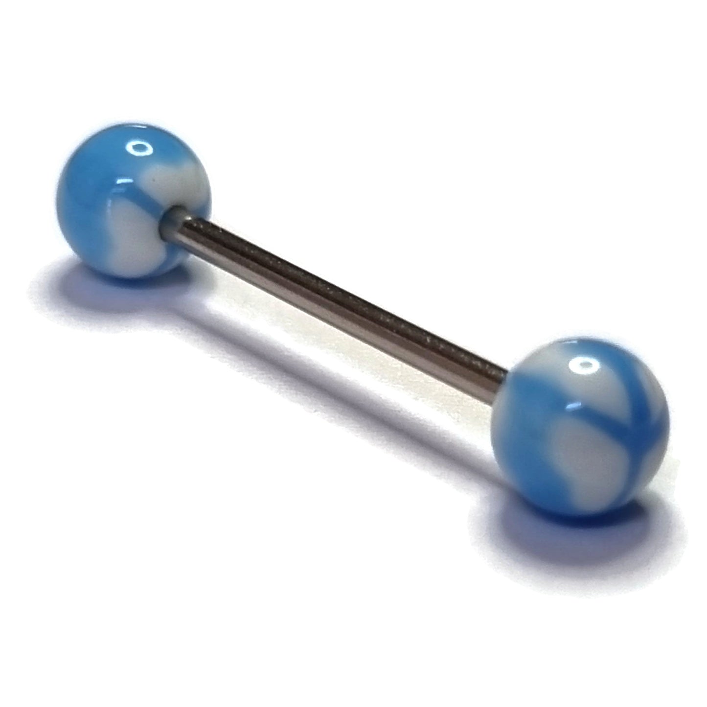 Tongpiercing Acryl Vredesteken Wit Blauw 1.6mm 16mm 8720157002246 acryl alles Aramat Jewels Barbell blauw Chirurgisch staal dames Geen hanger heren piercing Piercings PVD Staal Tong tong145 tongpiercings uniseks Volwassenen wit