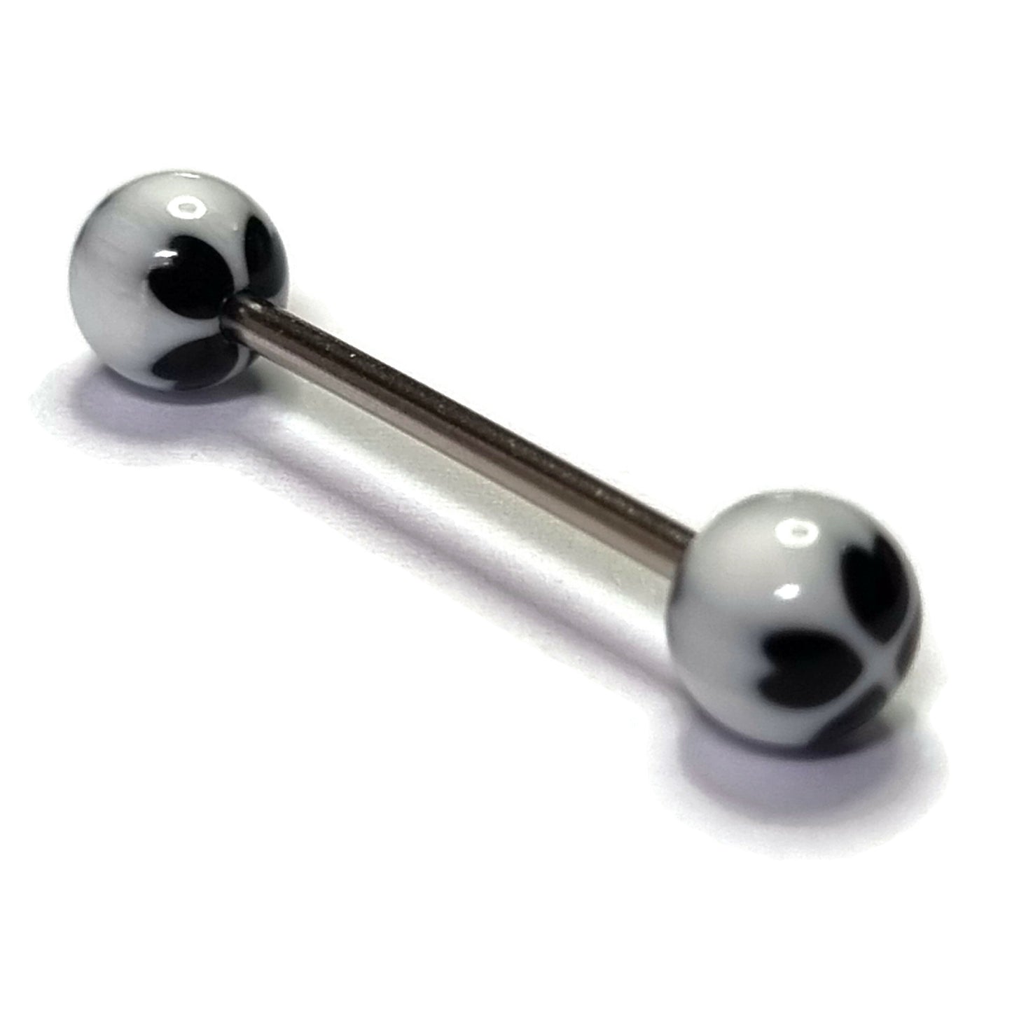 Tongpiercing Acryl Hartjes Wit Zwart 1.6mm 16mm 8720157092322 acryl alles Aramat Jewels Barbell Chirurgisch staal dames Geen hanger heren piercing Piercings PVD Staal Tong tong151 tongpiercings uniseks Volwassenen wit Zwart