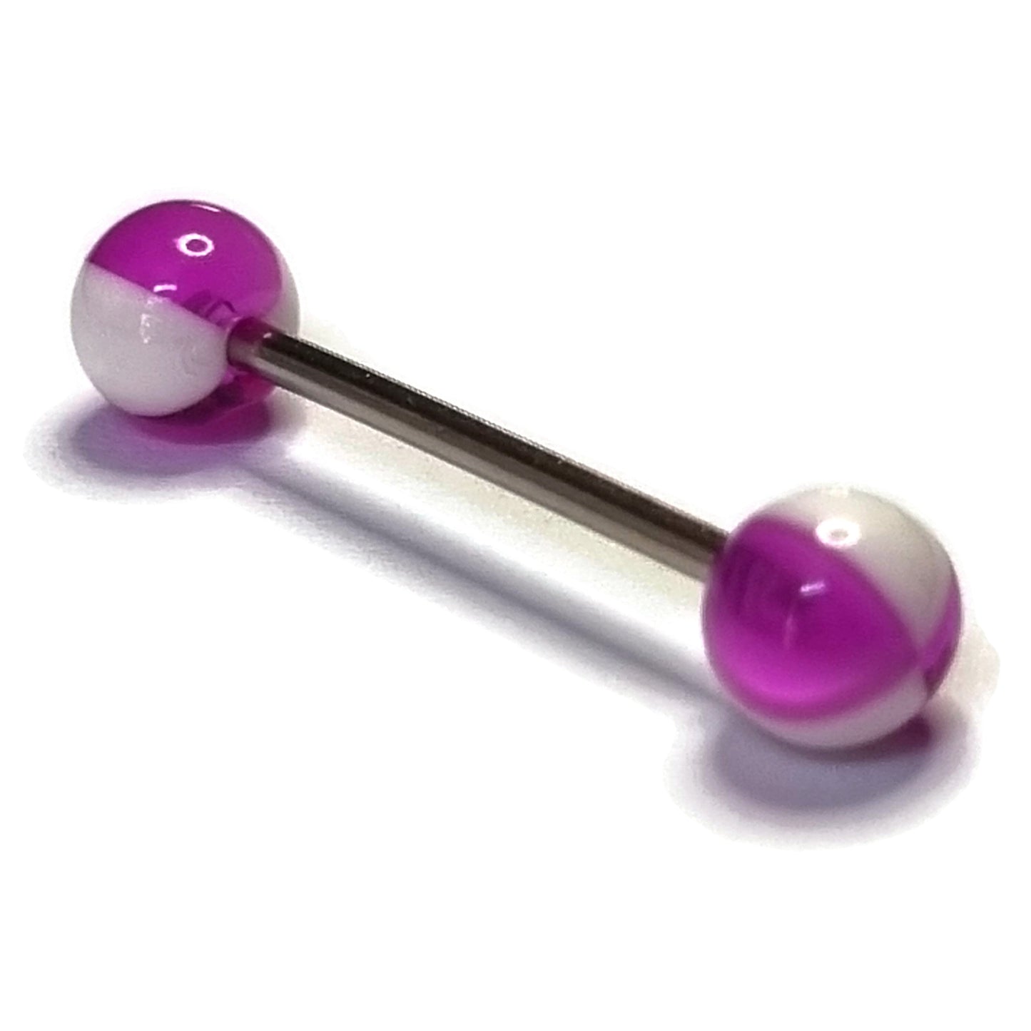 Tongpiercing Acryl Paars Wit 1.6mm 16mm 8720157055457 acryl alles Aramat Jewels Barbell Chirurgisch staal dames Geen hanger heren nakijken paars piercing Piercings PVD Staal Tong tongpiercings uniseks Volwassenen