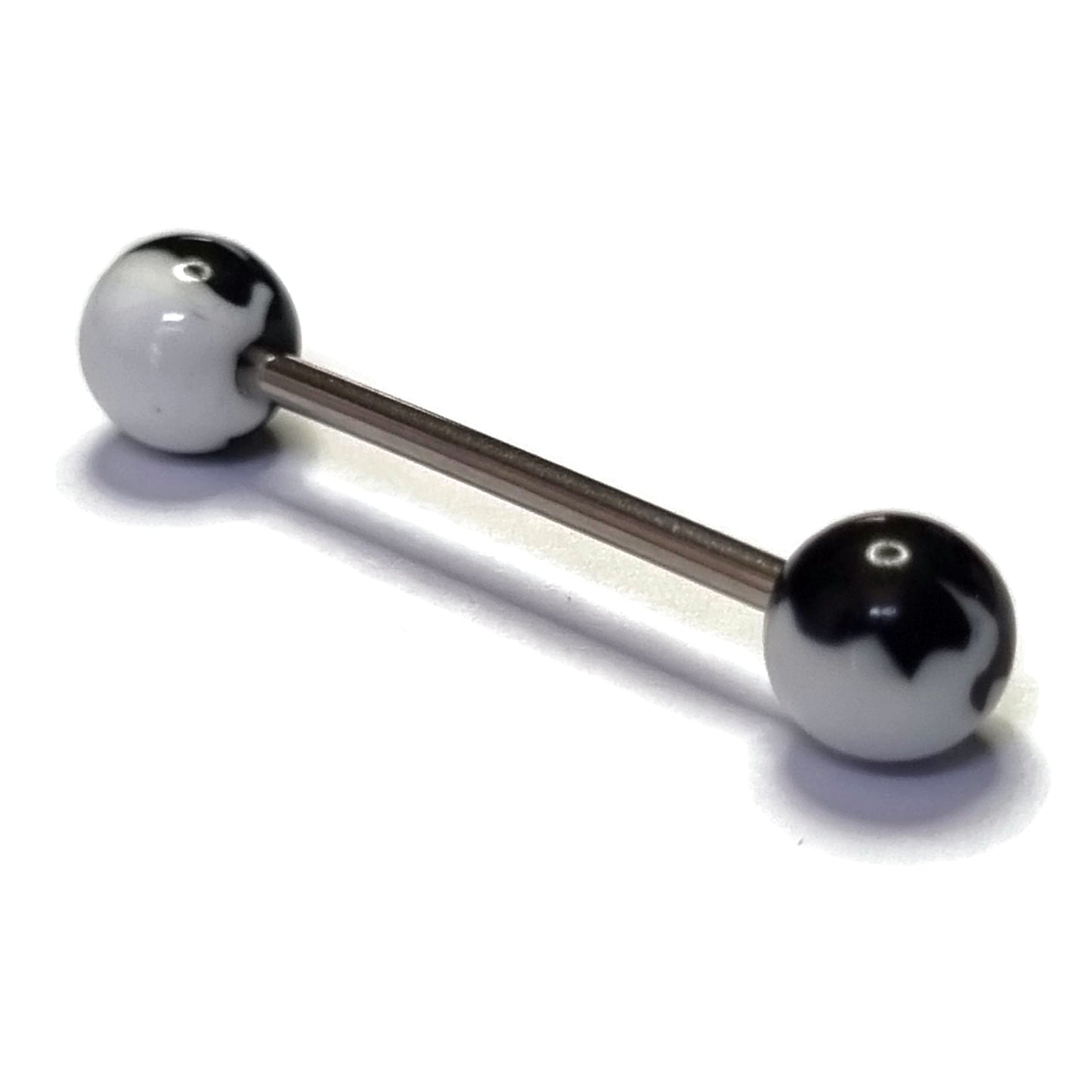 Tongpiercing vlam Acryl Zwart Wit 1.6mm 16mm 8720157092476 acryl alles Barbell Chirurgisch staal dames Geen hanger heren piercing Piercings PVD Staal Tong tong159 tongpiercings uniseks Volwassenen wit zwart