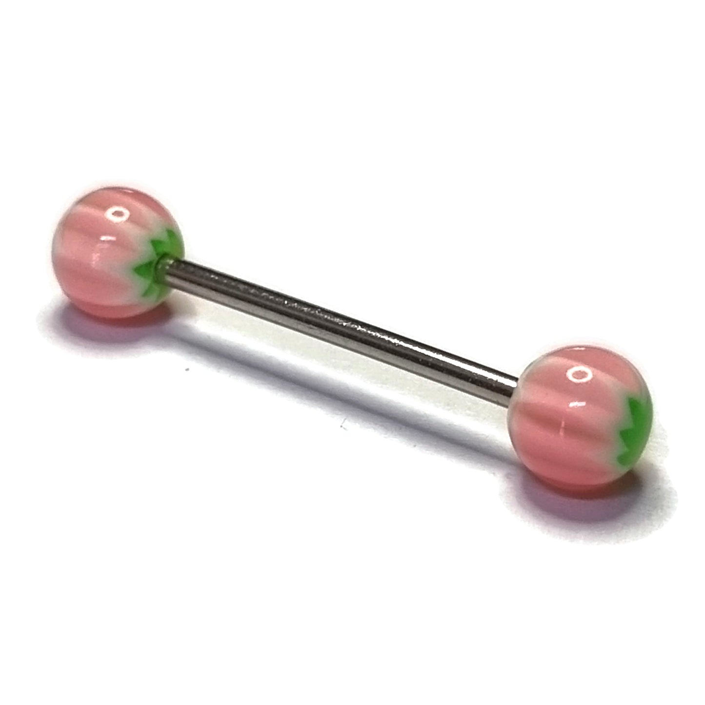 Tongpiercing Acryl Weedblad Groen Roze Wit 1.6mm 16mm 8720157002260 acryl alles Aramat Jewels Barbell Chirurgisch staal dames Geen hanger groen heren piercing Piercings PVD roze Staal Tong tong164 tongpiercings uniseks Volwassenen