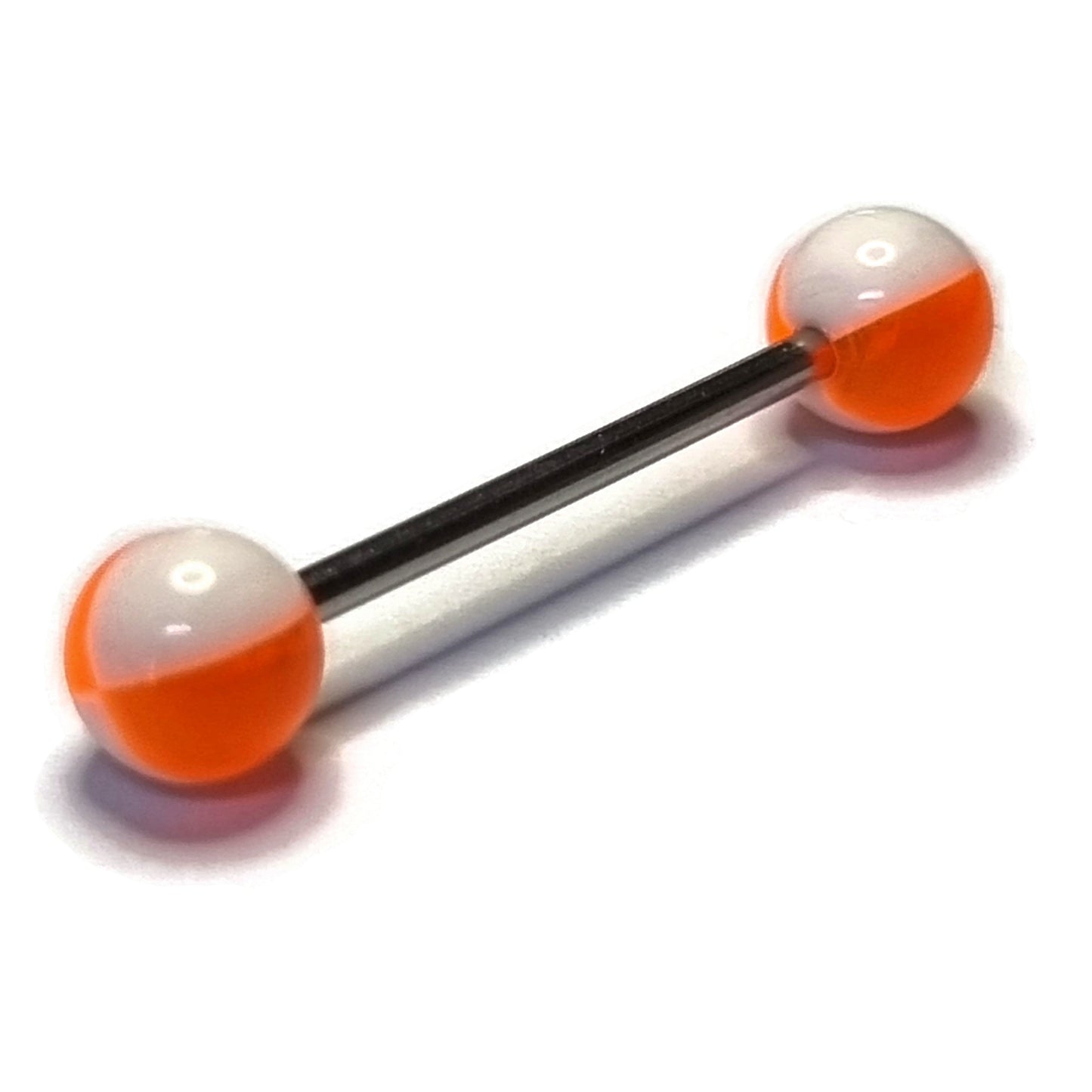 Tongpiercing Acryl Oranje Wit 1.6mm 16mm 8720157058564 acryl alles Aramat Jewels Barbell Chirurgisch staal dames Geen hanger heren oranje piercing Piercings PVD Staal Tong tong167 tongpiercings uniseks Volwassenen wit