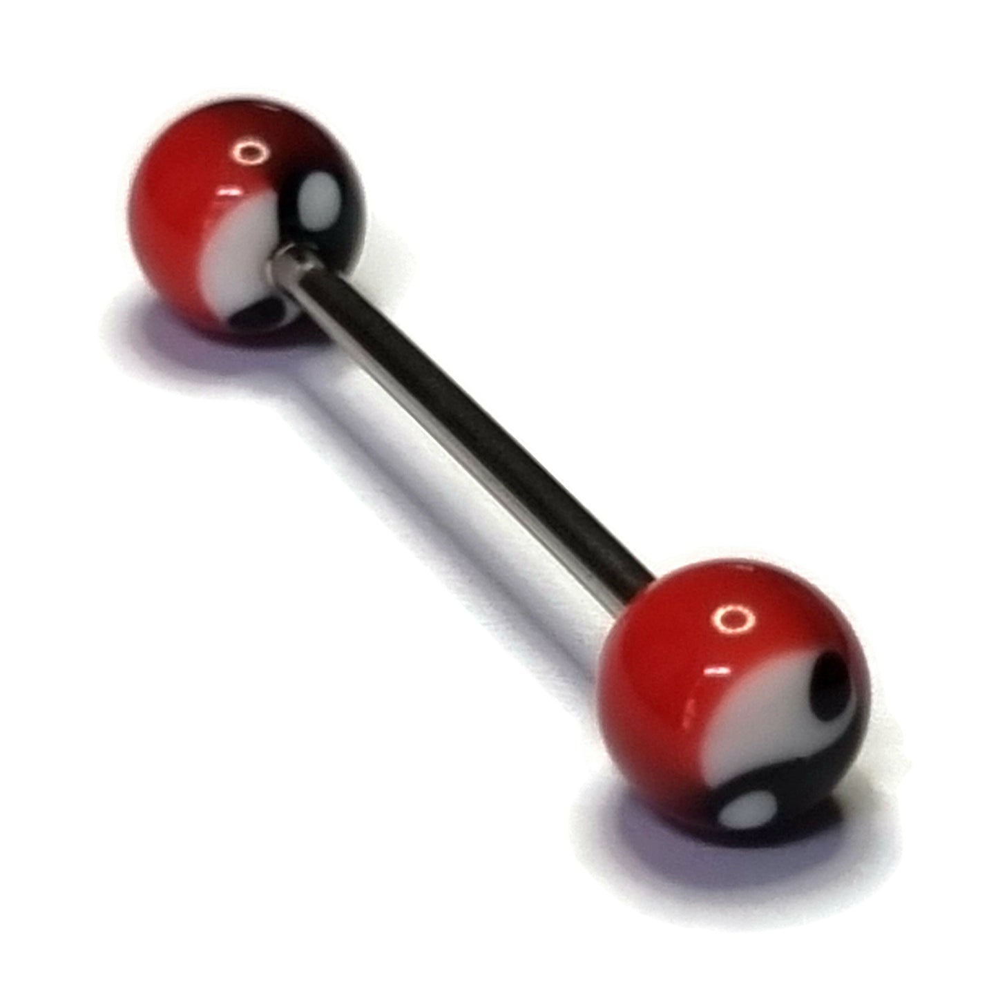 Tongpiercing Acryl Ying Yang Wit Zwart Rood 1.6mm 16mm 8720157061076 acryl alles Aramat Jewels Barbell Chirurgisch staal dames Geen hanger heren Kleur_Zwart nakijken niet geupdated piercing Piercings PVD rood Staal Tong tong169 tongpiercings uniseks Volwassenen zwart