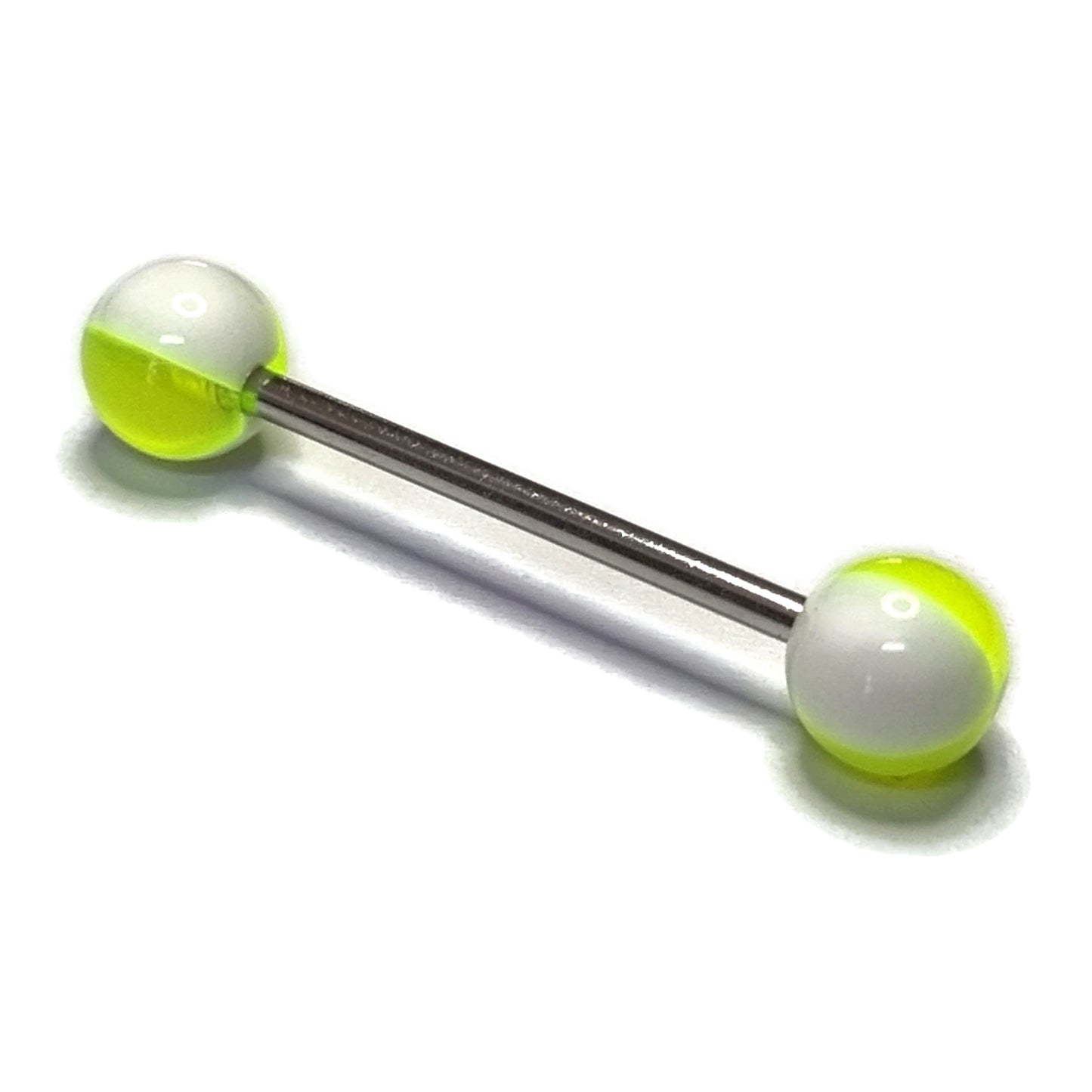 Tongpiercing Acryl Felgeel Wit 1.6mm 16mm 8720157092308 acryl alles Aramat Jewels Barbell Chirurgisch staal geel Geen hanger piercing Piercings PVD Staal Tong tong170 tongpiercings uniseks Volwassenen wit