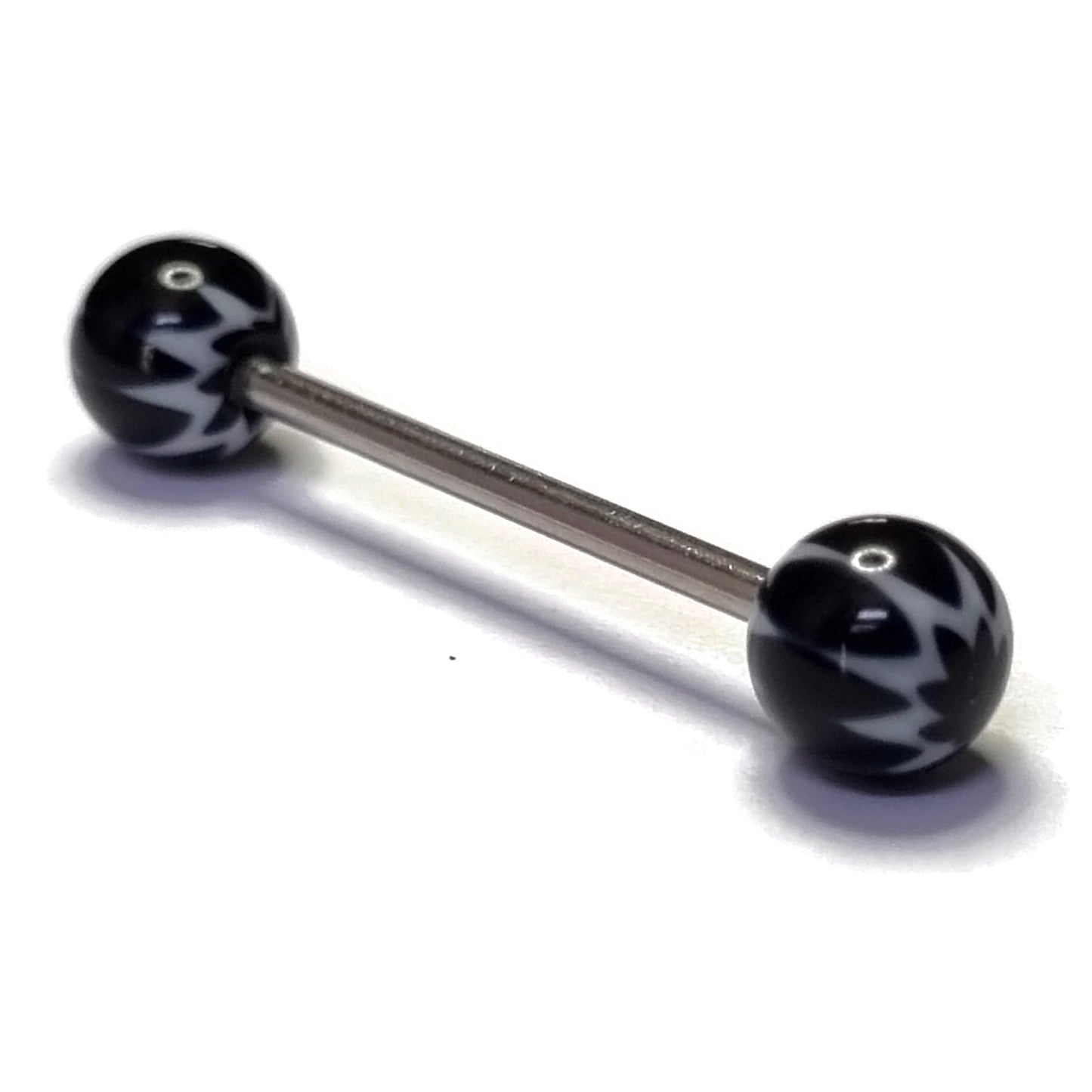 Tongpiercing Acryl Wietblad Wit Zwart 1.6mm 16mm 8720157092421 acryl alles Aramat Jewels Barbell Chirurgisch staal dames Geen hanger heren Kleur_Zwart piercing Piercings PVD Staal Tong tong174 tongpiercings uniseks Volwassenen zwart