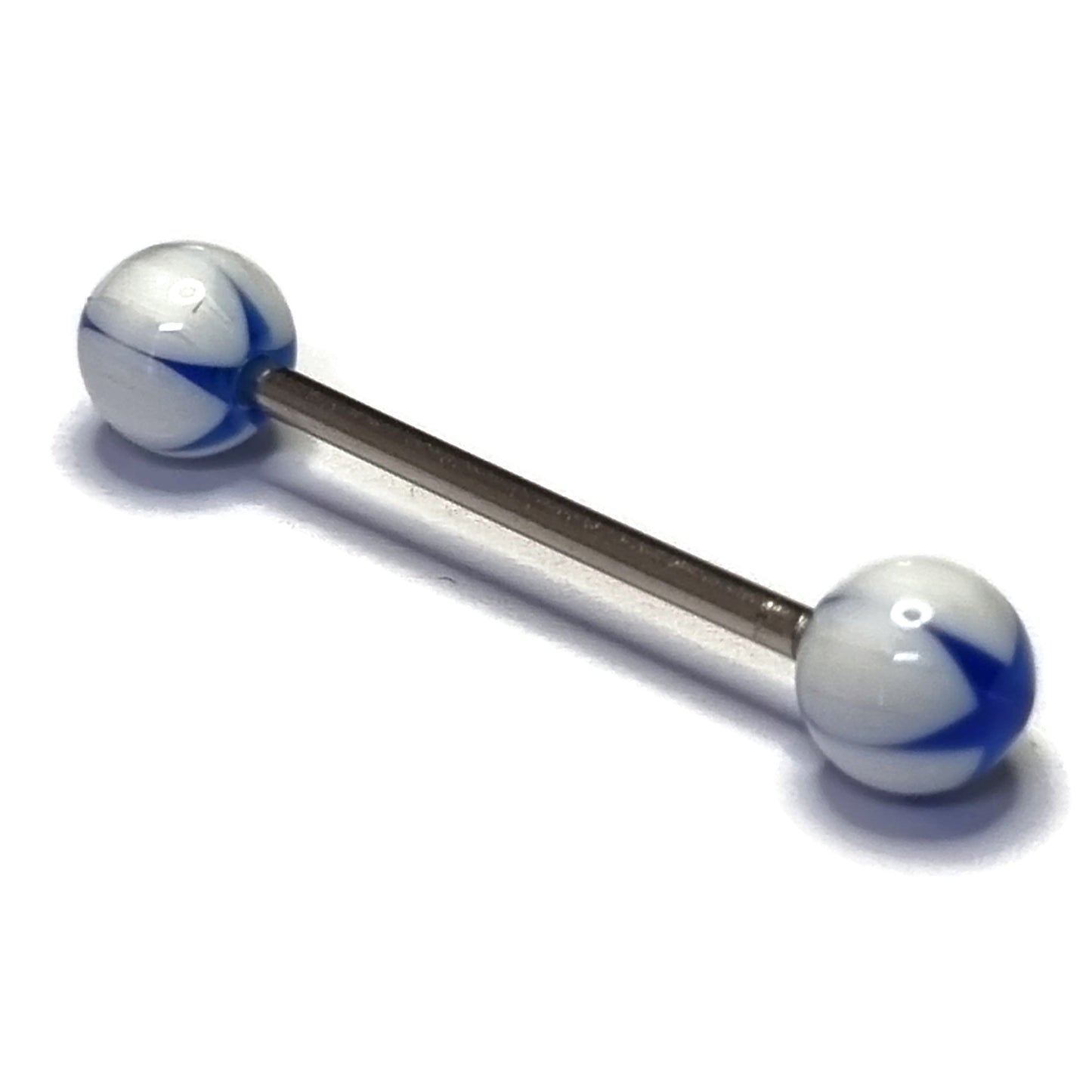 Tongpiercing ster Acryl Blauw Wit 1.6mm 16mm 8720157098539 acryl alles Aramat Jewels Barbell blauw Chirurgisch staal dames Geen hanger heren piercing Piercings PVD Staal ster Tong tong178 tongpiercings Volwassenen wit