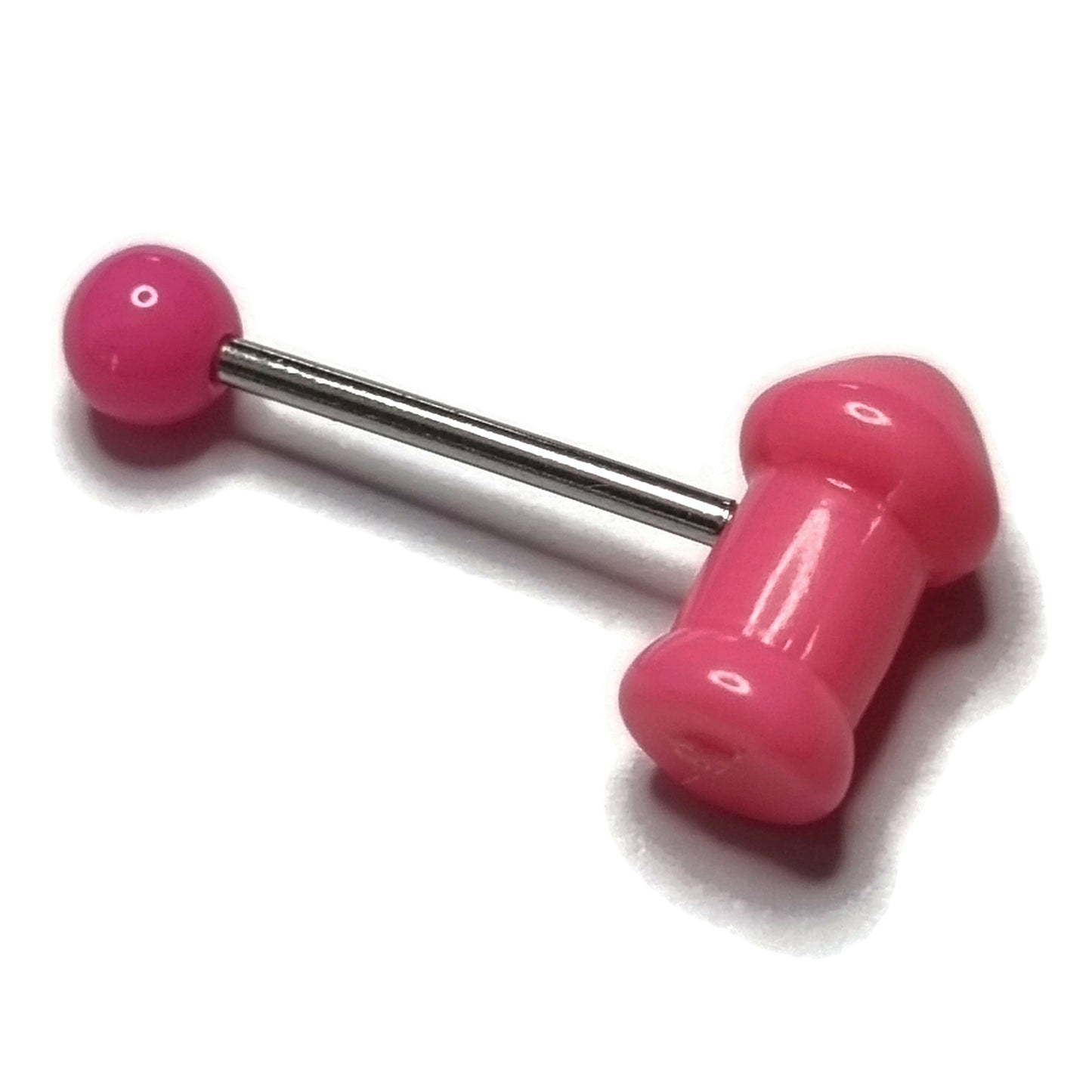 Grappige Tongpiercing Acryl Stout Felroze 1.6mm 16mm acryl alles Barbell chirurgisch staal dames heren piercing Piercings PVD Staal Tong tongpiercings Volwassenen