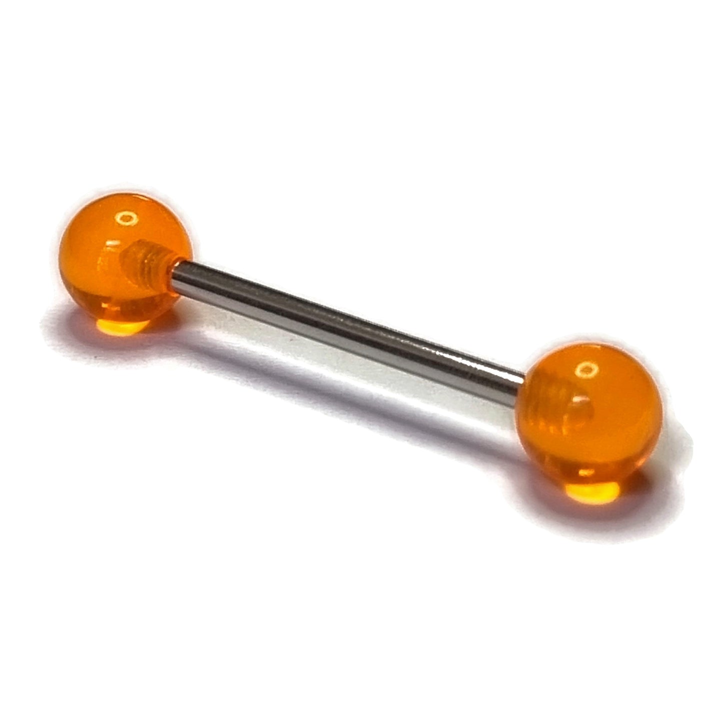 Stalen oranje tongpiercing 1.6mm 16mm 6mm 8720157018018 acryl alles Aramat Jewels Barbell chirurgisch staal dames Geen hanger heren nakijken oranje piercing Piercings PVD Staal Tong tong201-ink143 tongpiercings uniseks Volwassenen