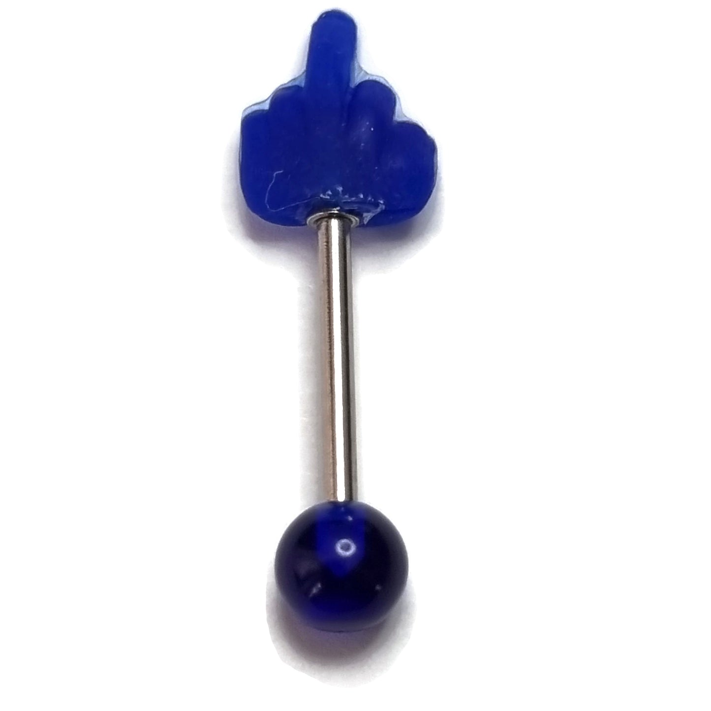 Grappige Stalen Tongpiercing Middelvinger Blauw 1.6mm 16mm 8720157020196 8mm acryl alles Aramat Jewels Barbell blauw chirurgisch staal dames heren paars Piercings PVD rood rubber Staal Tong tong22-inb774 tongpiercings uniseks Volwassenen