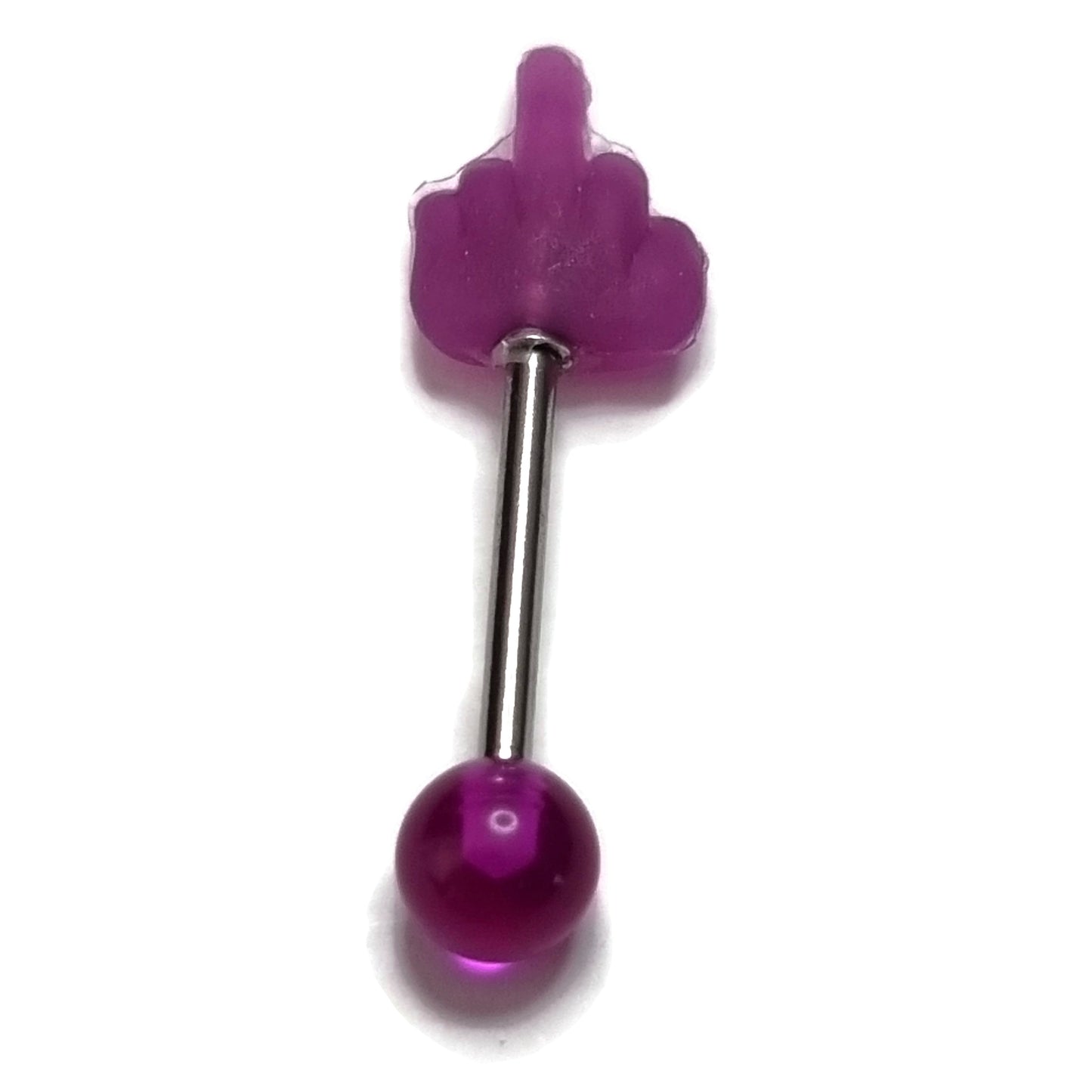 Grappige Stalen Tongpiercing Middelvinger Paars 1.6mm 16mm 8720157020196 8mm acryl alles Aramat Jewels Barbell blauw chirurgisch staal dames heren paars Piercings PVD rood rubber Staal Tong tong22-inb774 tongpiercings uniseks Volwassenen